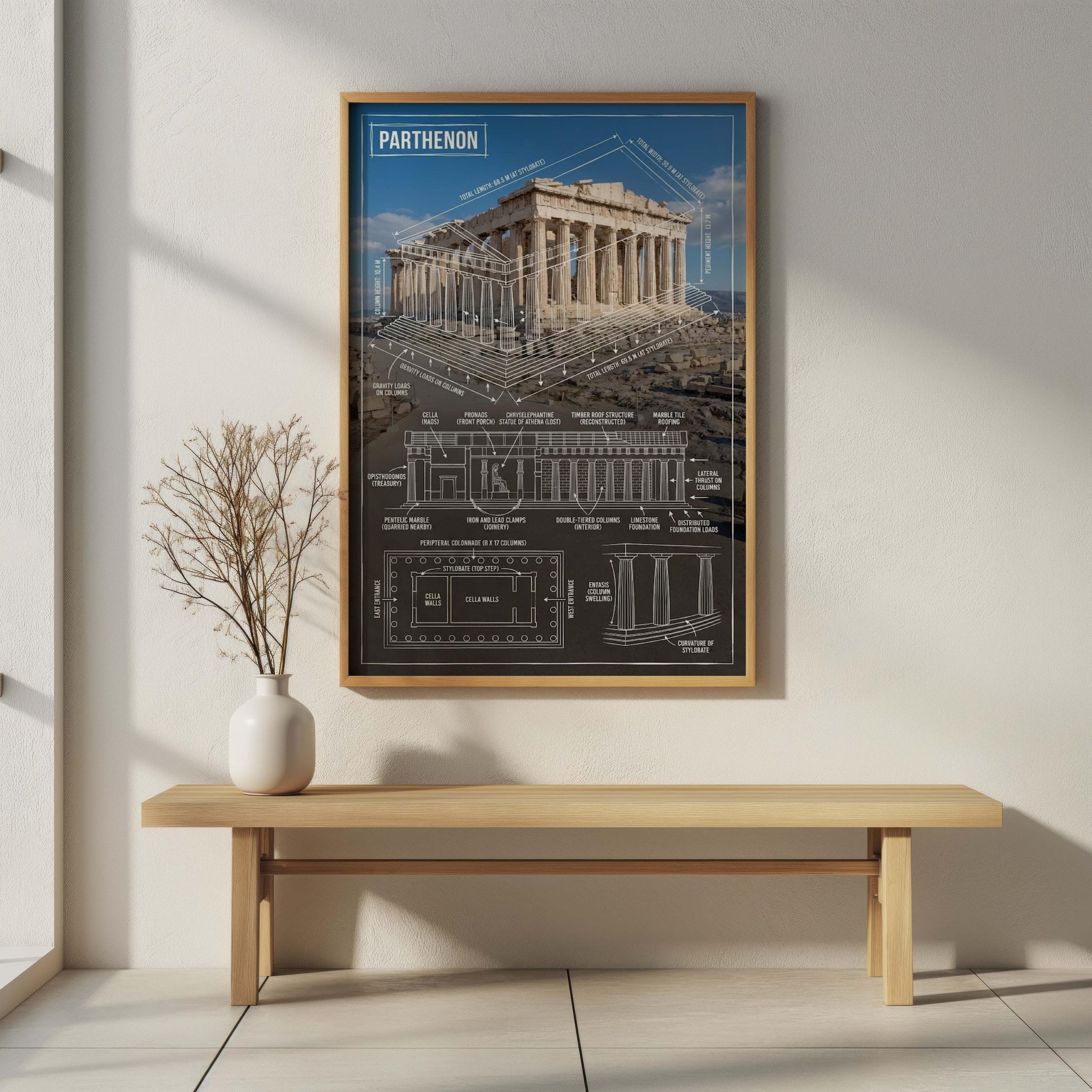 Parthenon Blueprint Poster | Ancient Greek Architecture Art Print - image 4