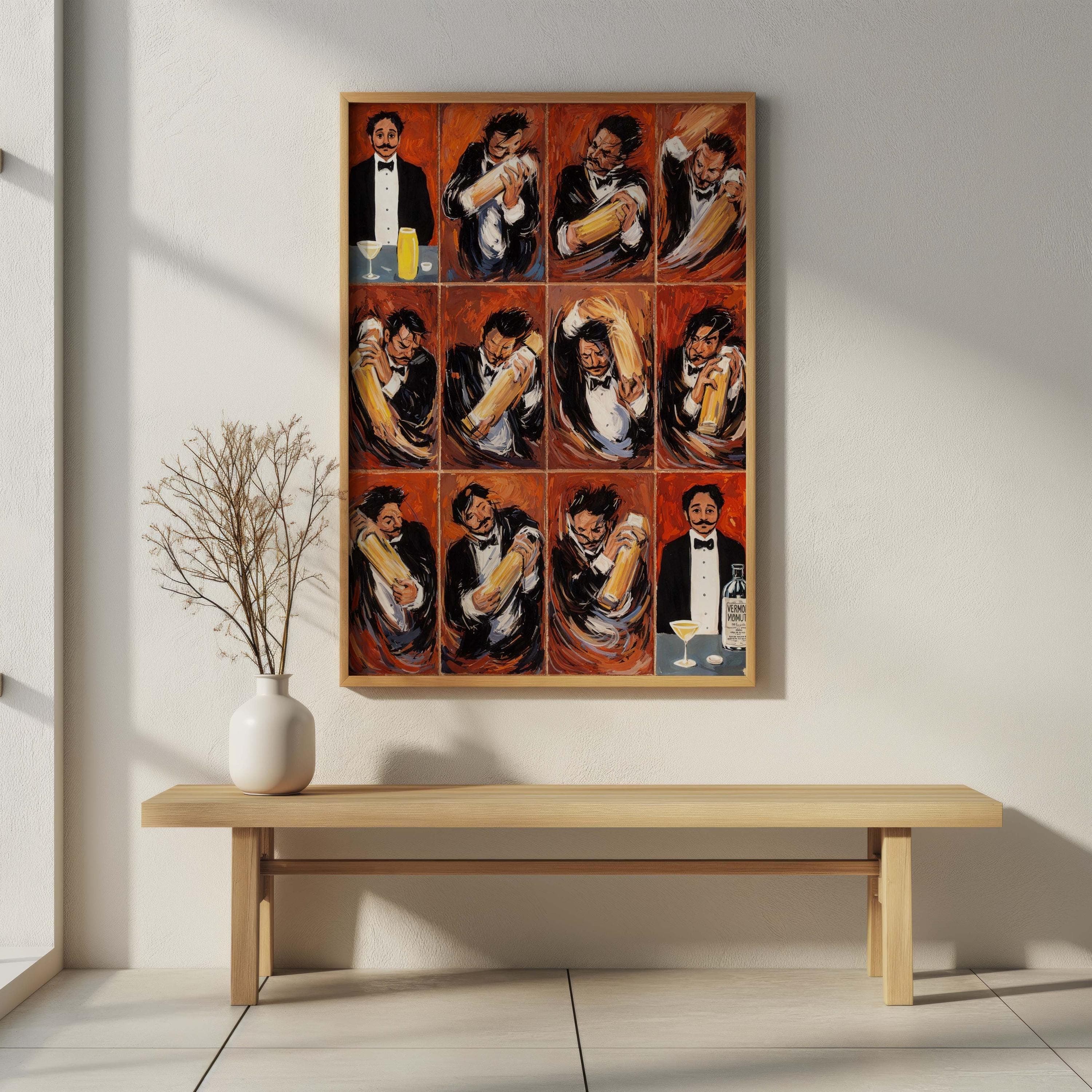 Guy Buffet Martini Print, Bartender Shaking Cocktail Art, Vintage Bar Wall Decor, 12 Panel Sequence Poster, Man Cave Gift, Mixology Art - image 5