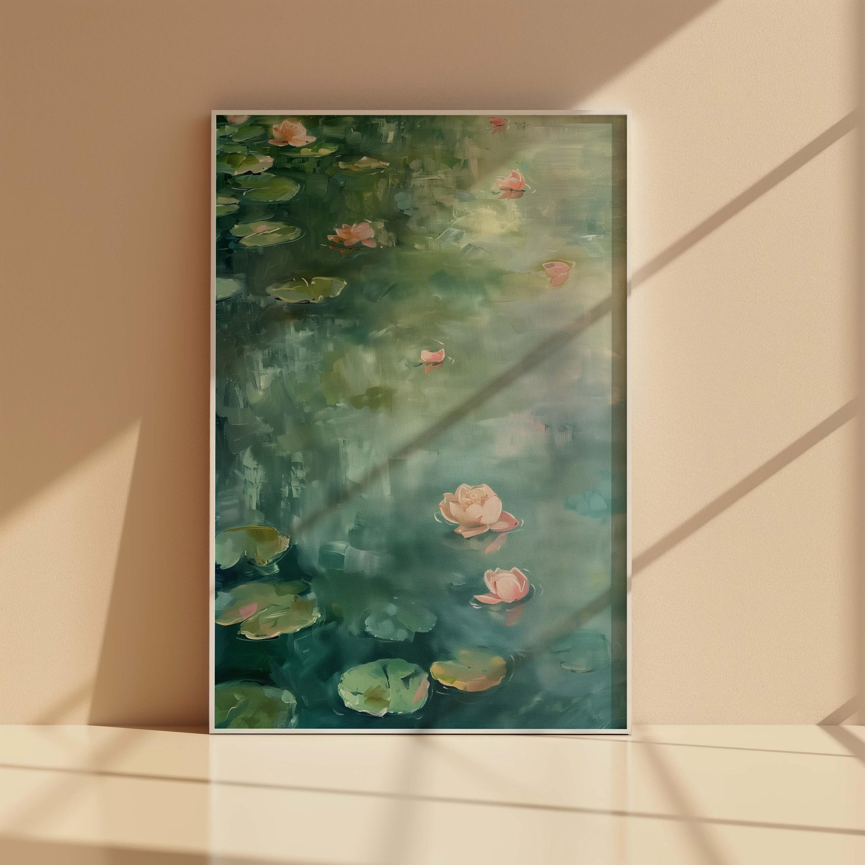 Claude Monet Water Lilies Print, Vintage Impressionist Art, Muted Pastel Pond Poster, Antique Style French Decor, Hazy Garden Painting - image 3