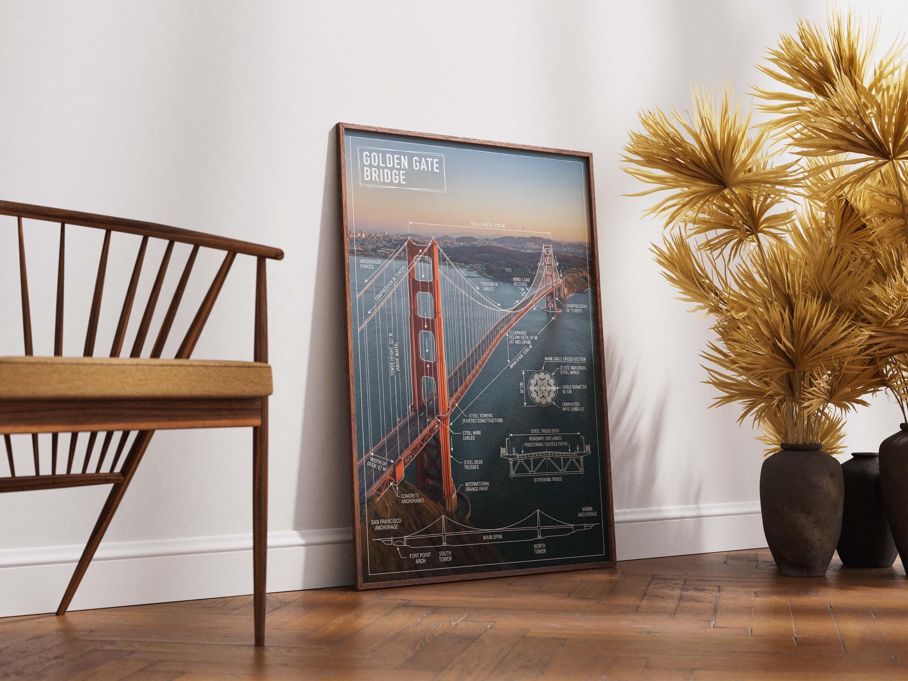 Golden Gate Bridge Blueprint Poster | Civil Engineer Gift - image 5
