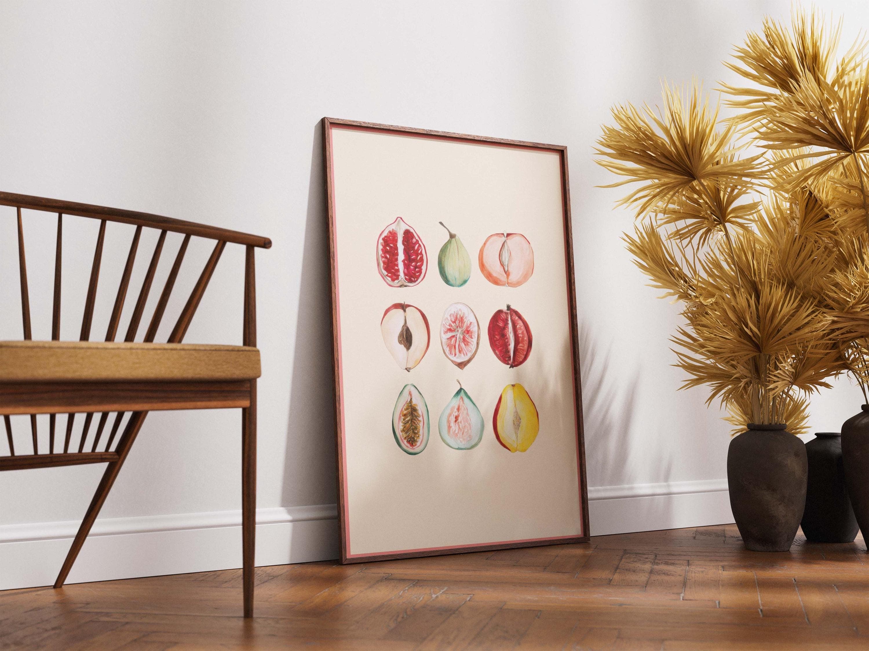 Vintage Oil Style Fruit Print | Feminine Body Positivity Art | Rustic Fig & Pomegranate | Midwife Doula Office Decor | Boho Bedroom Poster - image 5