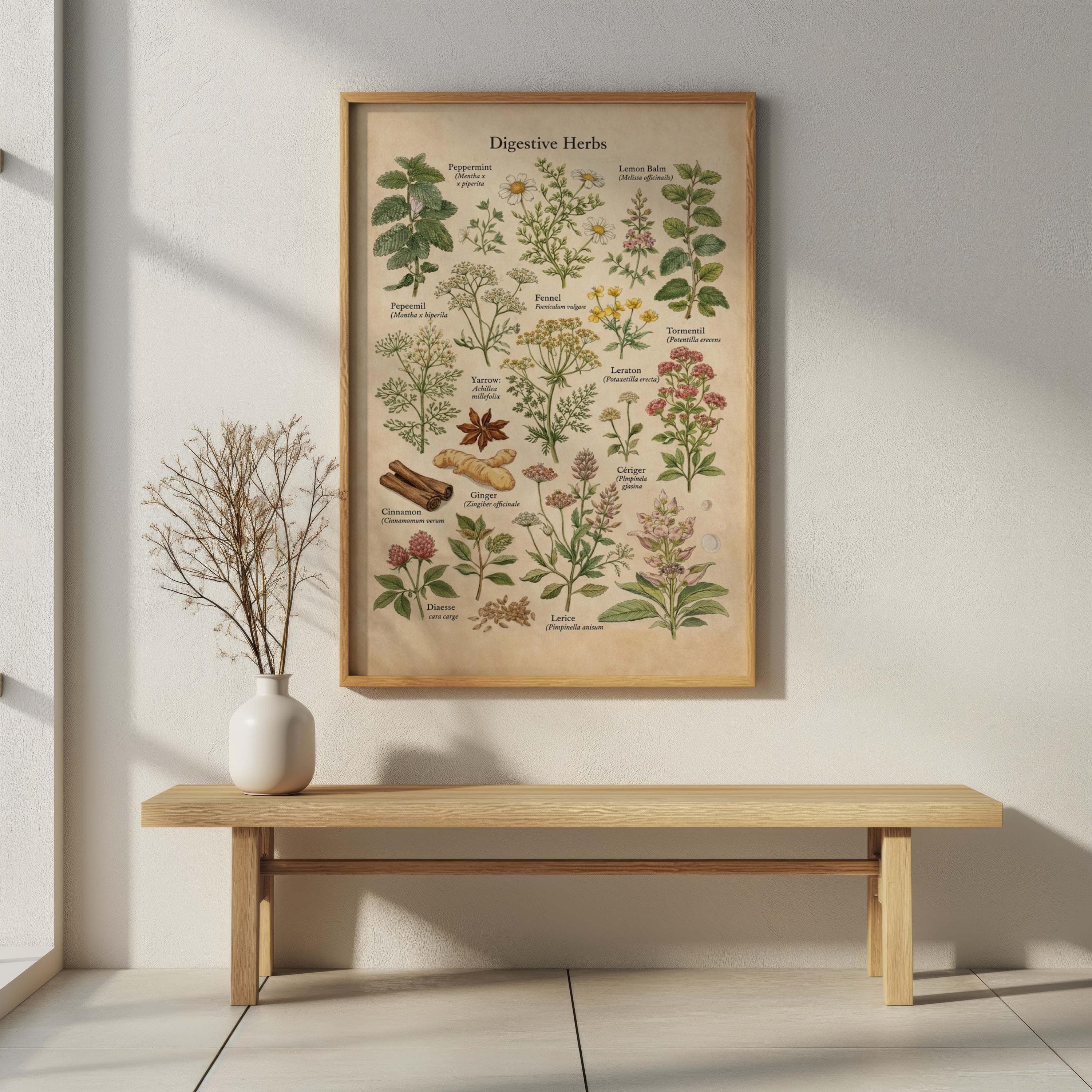 Digestive Herbs Botanical Print, Vintage Kitchen Herb Chart, Apothecary Wall Art - image 5