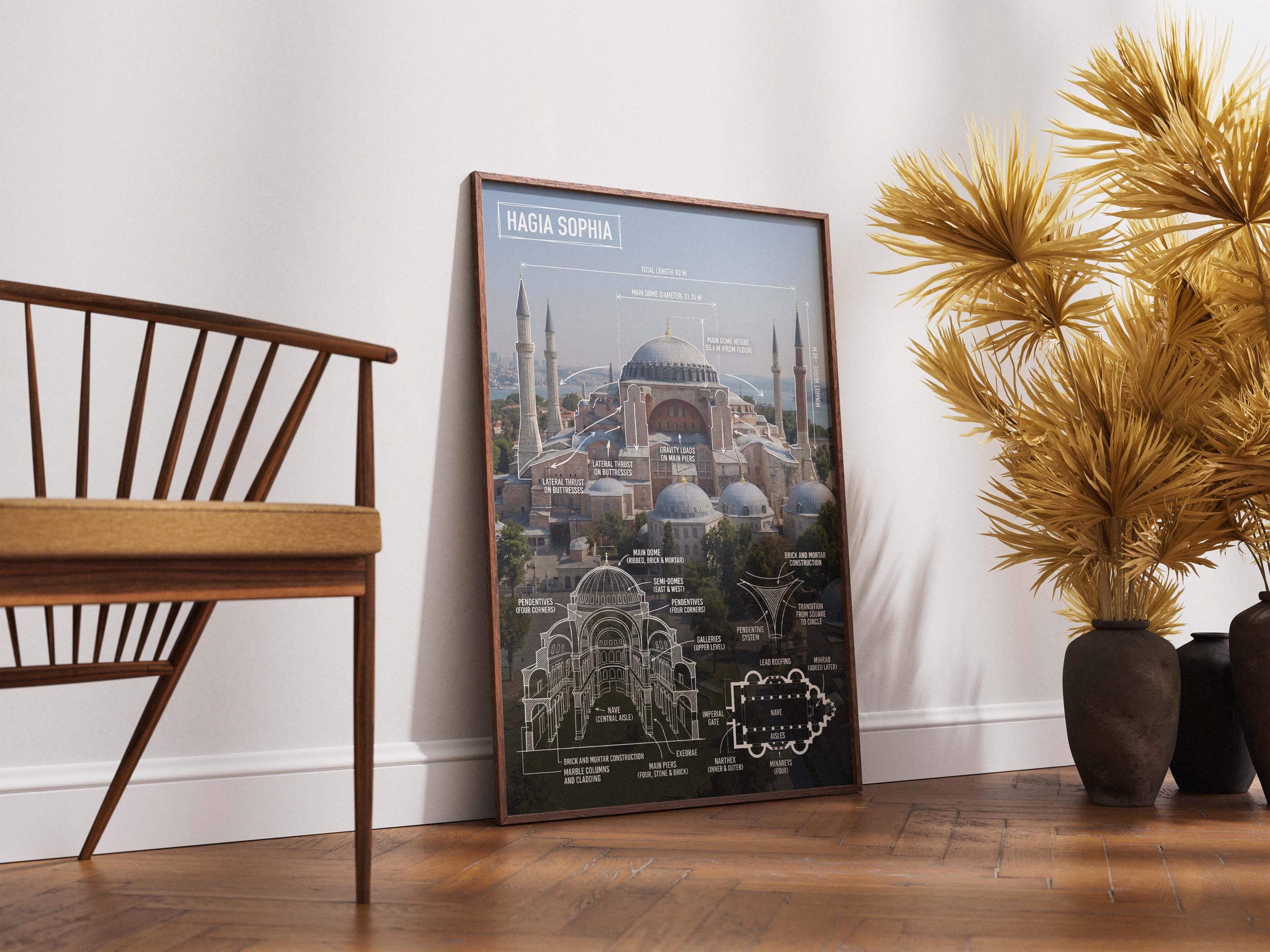 Hagia Sophia Blueprint Poster, Istanbul Architecture Print, Byzantine Decor (Digital Download Available) - image 5