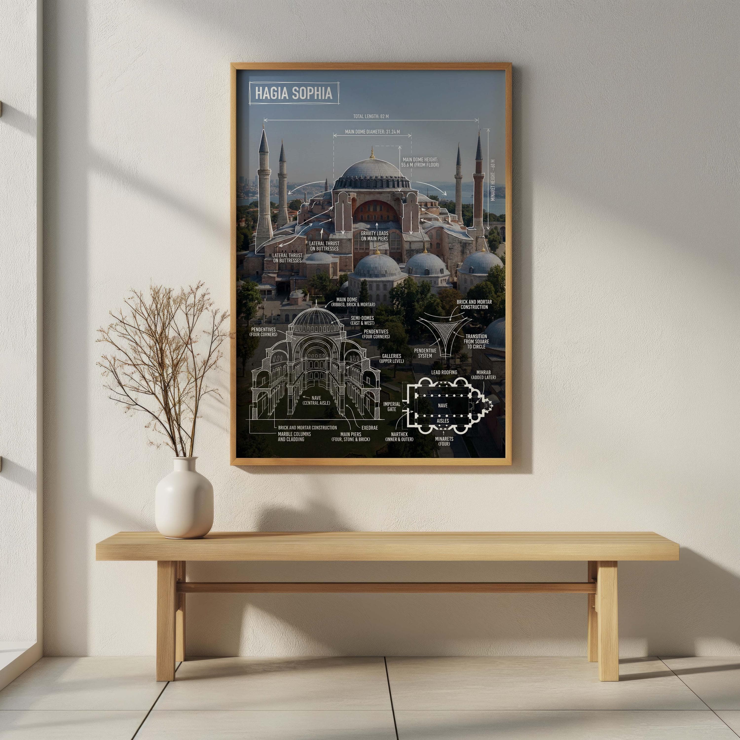 Hagia Sophia Blueprint Poster, Istanbul Architecture Print, Byzantine Decor (Digital Download Available) - image 4