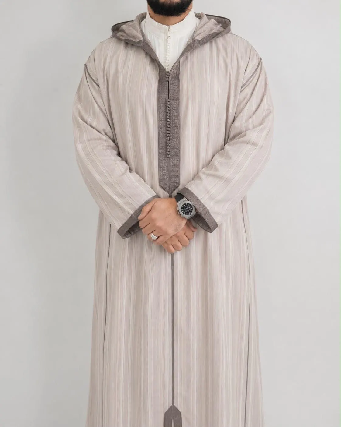Hooded Premium Nikkah Djellaba Strip see through