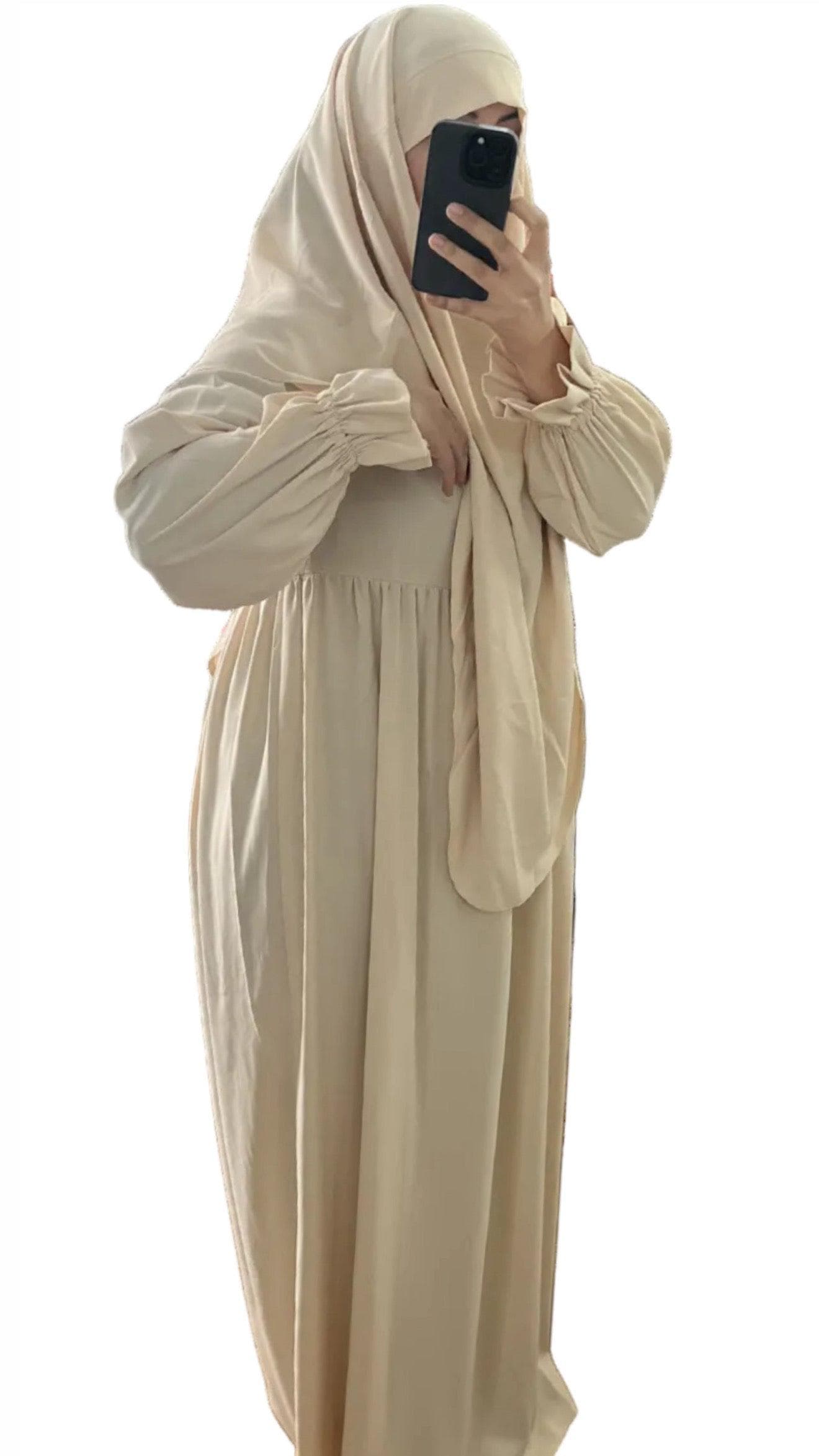modest prayer abaya fabric detail Muslim women