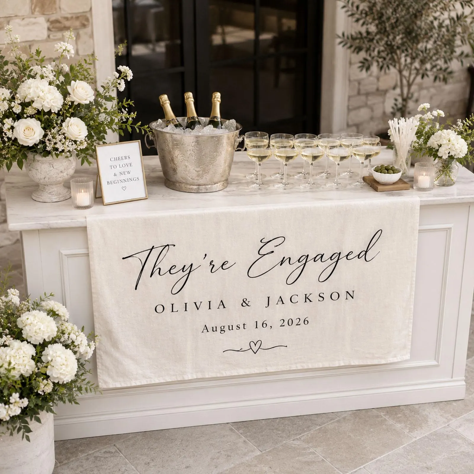 Personalized Engagement Banner, They're Engaged Sign, Custom Engagement Party Decor, Couple Shower Backdrop, Wedding Welcome Sign - image 3