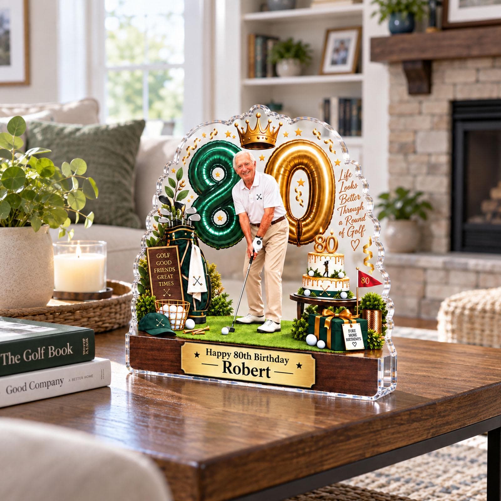 Personalized 80th Birthday Golf Acrylic Plaque, Custom Golfer Gift for Dad Grandpa, 80th Birthday Keepsake, Golf Lover Decor - image 2