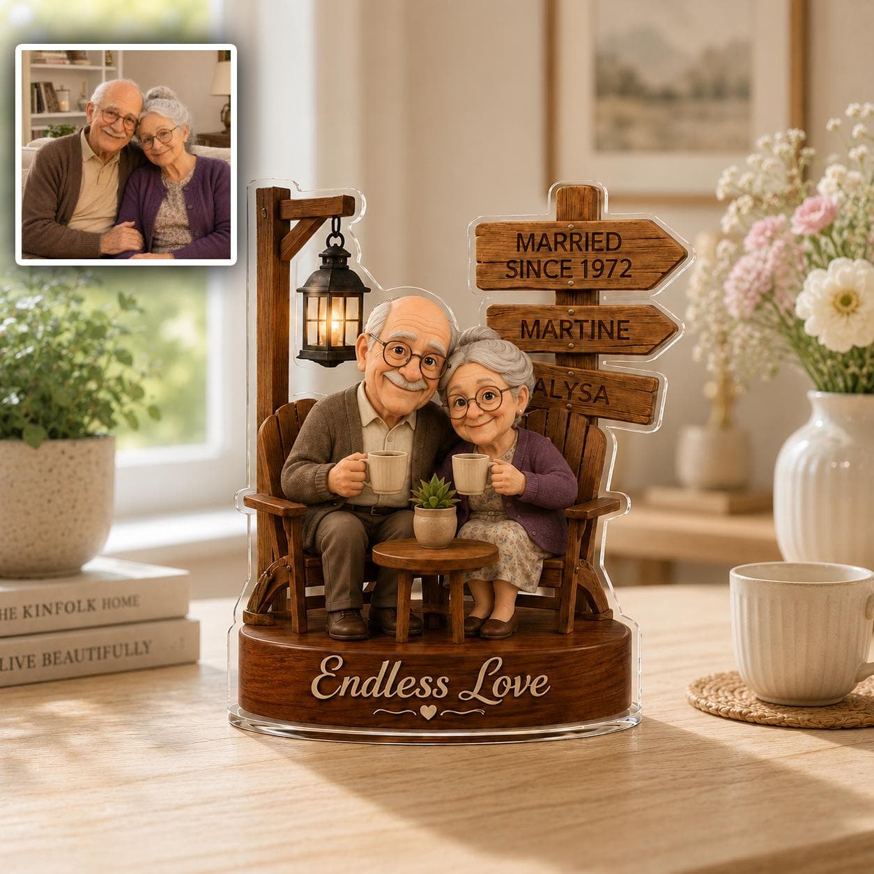 Personalized Anniversary Acrylic Plaque From Photo, Custom Couple Portrait Gift, Married Since Sign, Endless Love Keepsake Decor