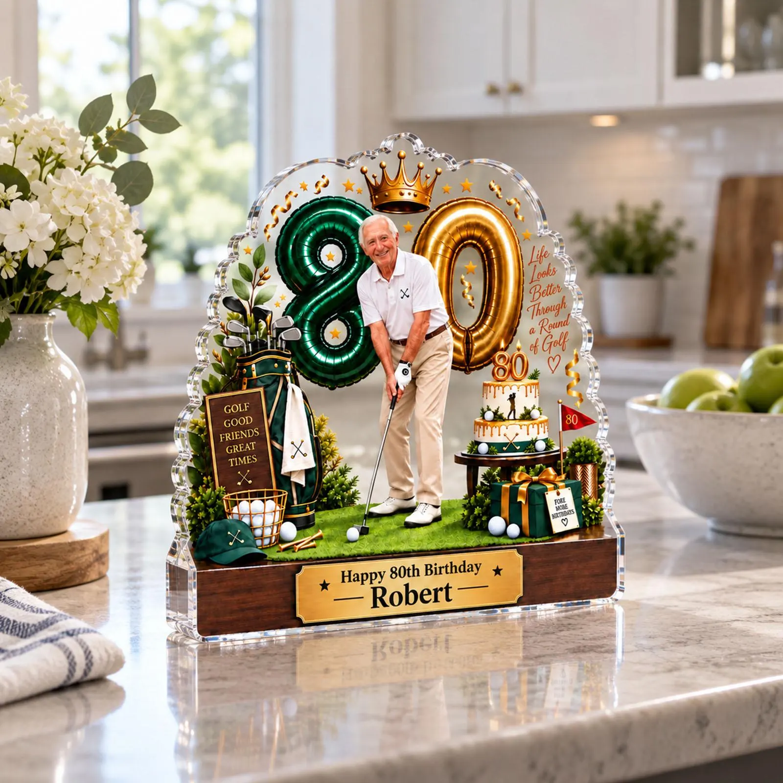 Personalized 80th Birthday Golf Acrylic Plaque, Custom Golfer Gift for Dad Grandpa, 80th Birthday Keepsake, Golf Lover Decor - image 5