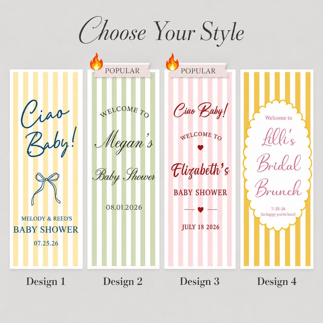 Ciao Baby Shower Banner, Personalized Baby Shower Welcome Sign, Italian Theme Baby Shower Backdrop, Green Stripe Party Decor - image 5
