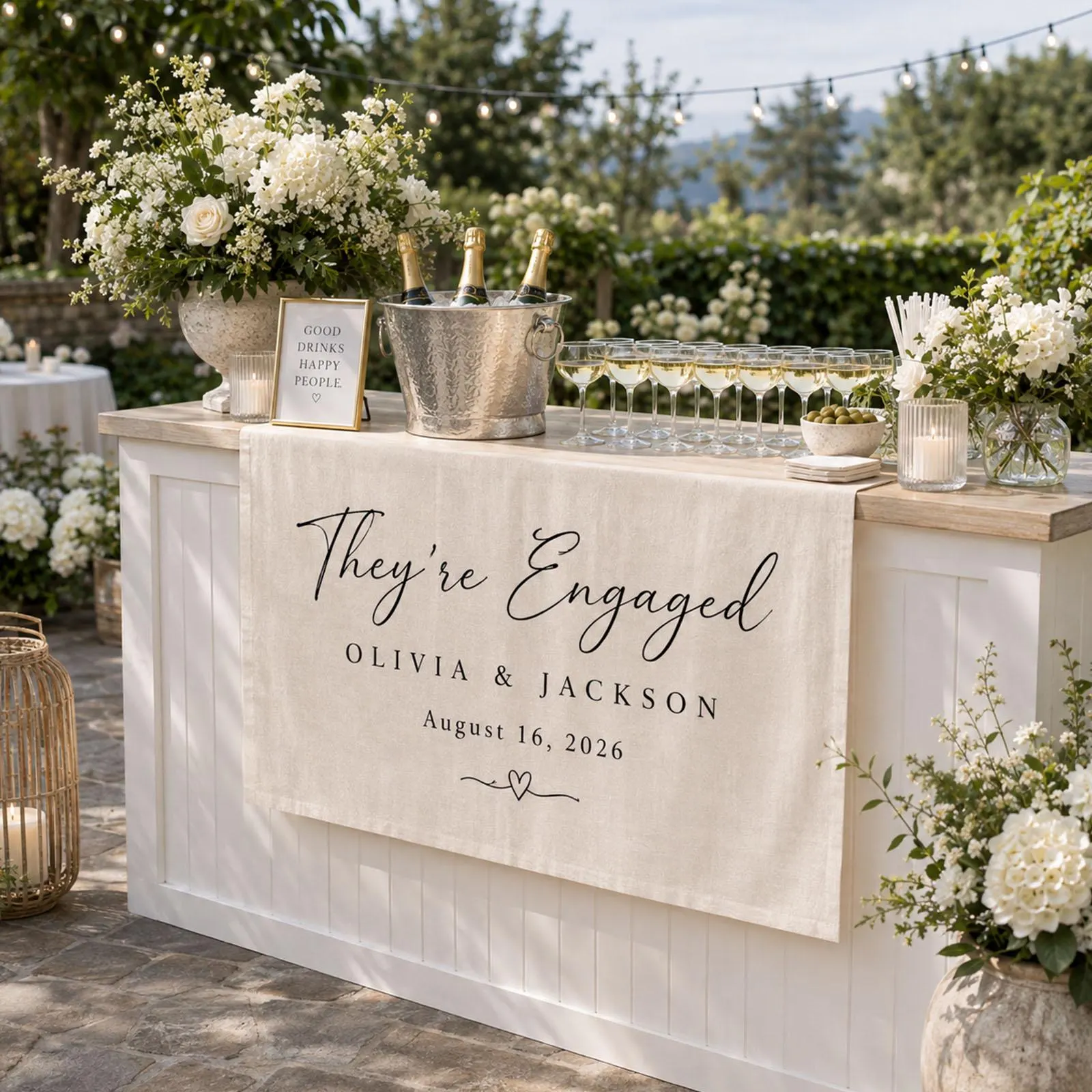 Personalized Engagement Banner, They're Engaged Sign, Custom Engagement Party Decor, Couple Shower Backdrop, Wedding Welcome Sign - image 4