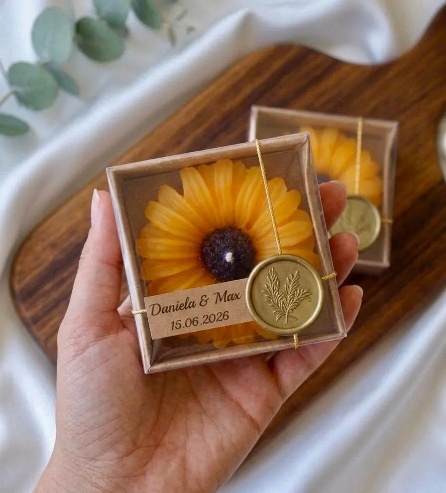 Personalized Sunflower Candle Favors – Rustic Wedding, Bridal Shower, Baby Shower Guest Gift - image 3
