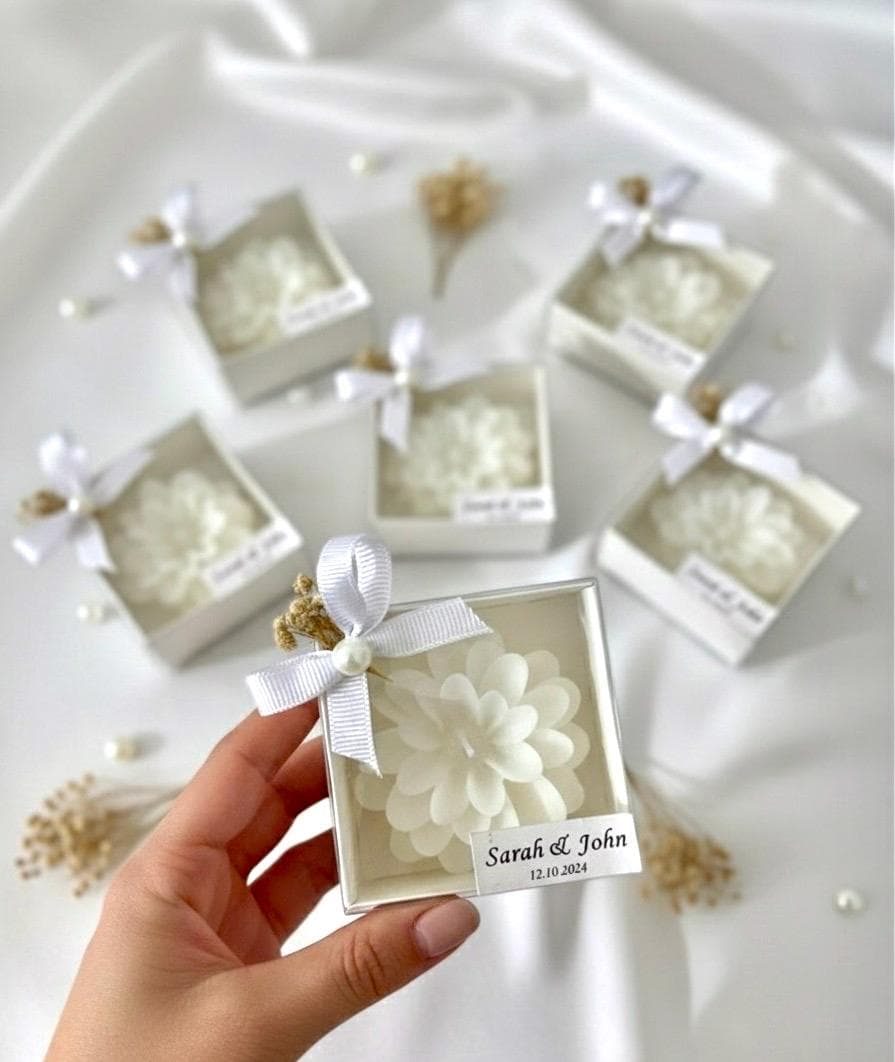 Personalized Wedding Lotus Flower Candle Favors , Wedding Gift for Guest, Engagement Keepsake - image 2