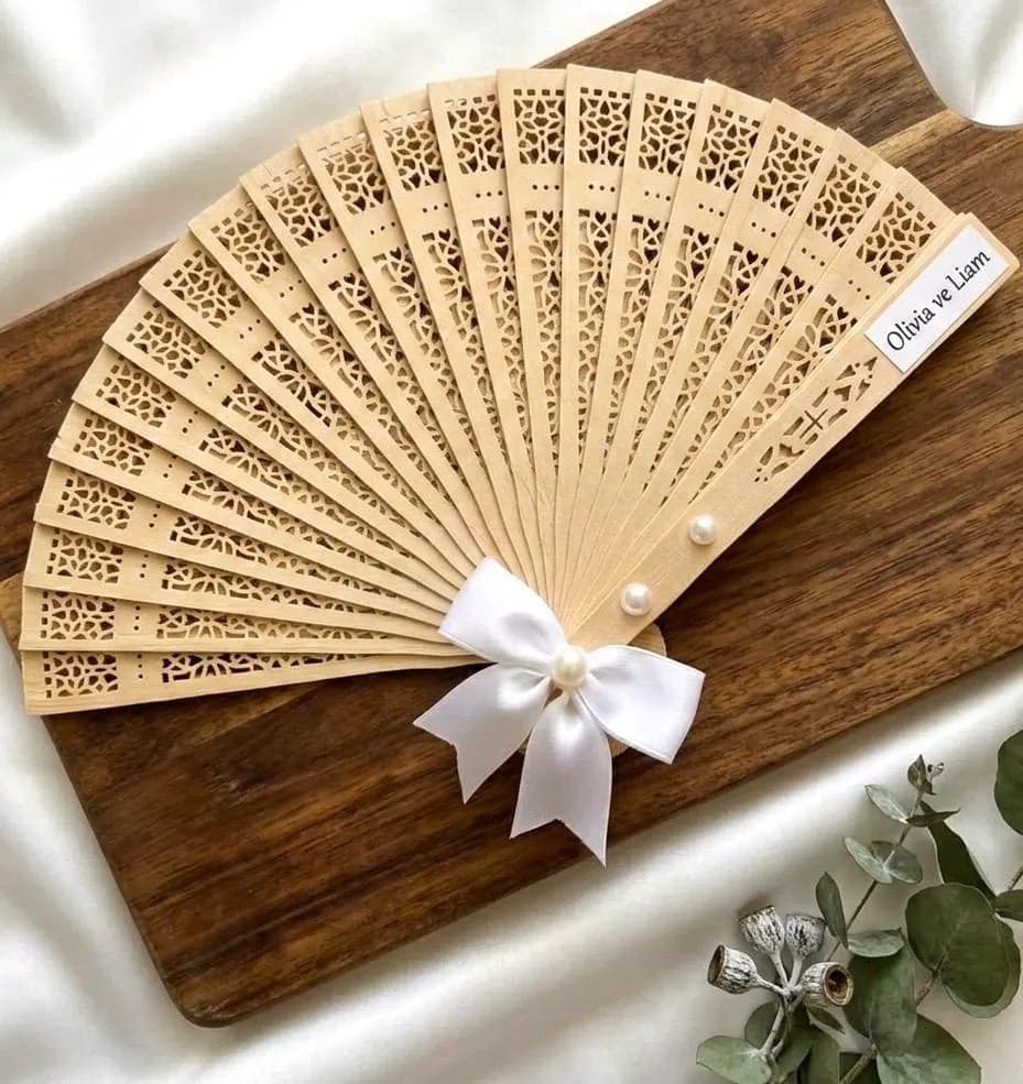 Personalized Wedding Fans , Bridal Shower , Summer Wedding Favors Wooden Fan , Bridesmaid Groomsman Hand-Fan - image 4
