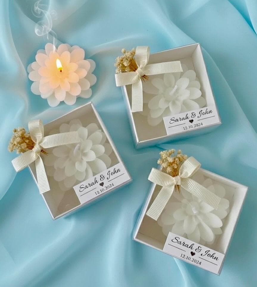 Personalized Wedding Lotus Flower Candle Favors , Wedding Gift for Guest, Engagement Keepsake - image 3