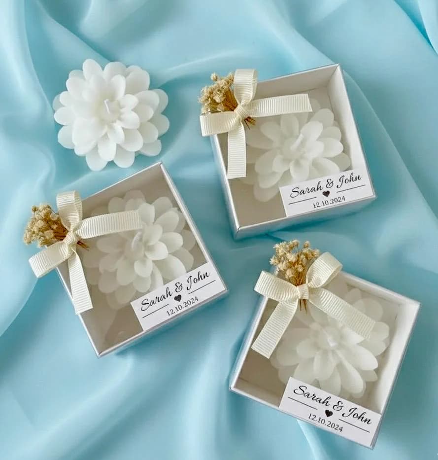 Personalized Wedding Lotus Flower Candle Favors , Wedding Gift for Guest, Engagement Keepsake - image 5