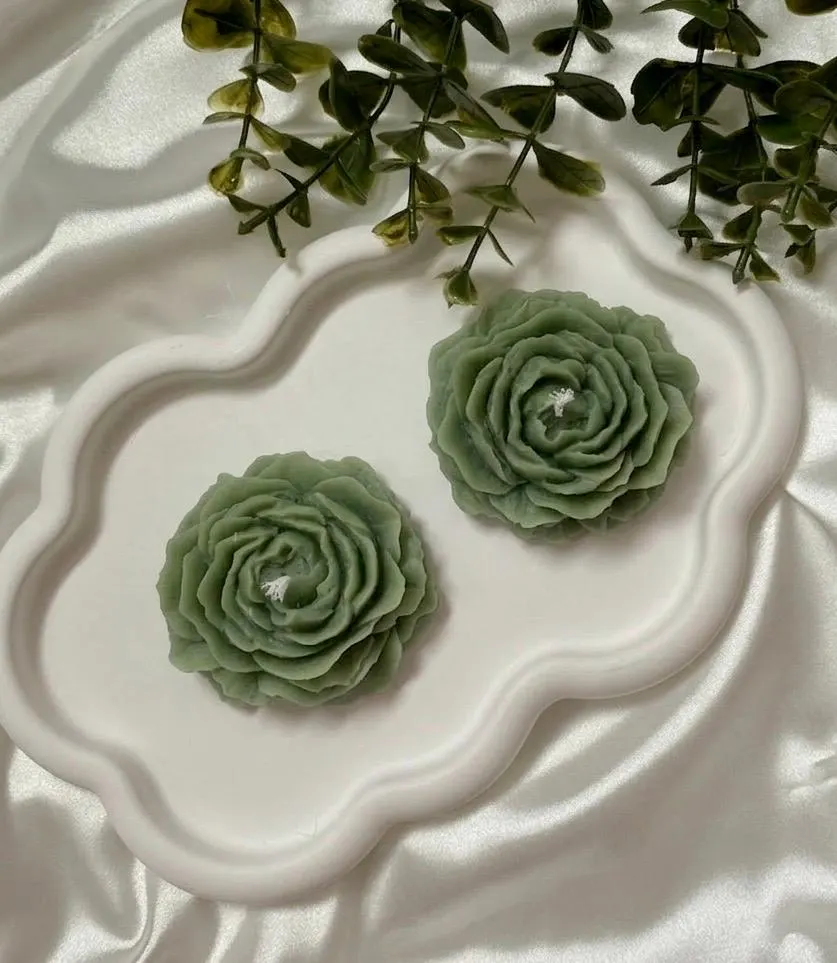 Sage Green Rose Flower Candle, Personalized Wedding Favors, Baptism , Mother’s Day Gift - image 4