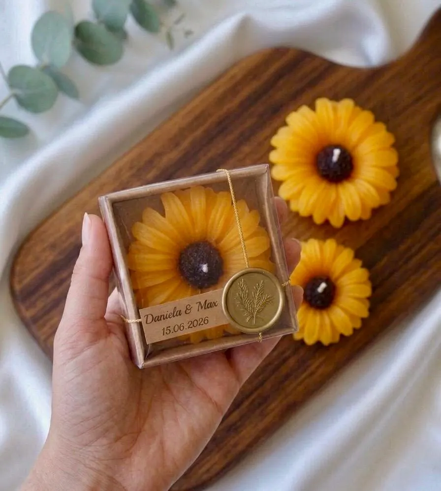 Personalized Sunflower Candle Favors – Rustic Wedding, Bridal Shower, Baby Shower Guest Gift - image 5