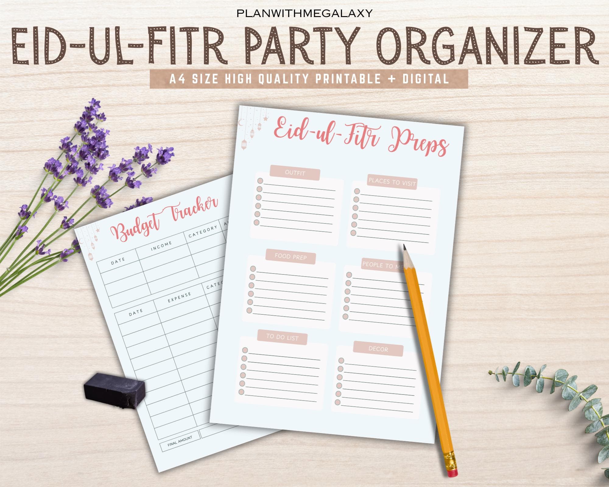 Eid-ul-Fitr Party Organizer Eid Planner Printable Decor Budget Guest List Eidi Tracker Islamic Celebration Planner PDF instant download - image 4