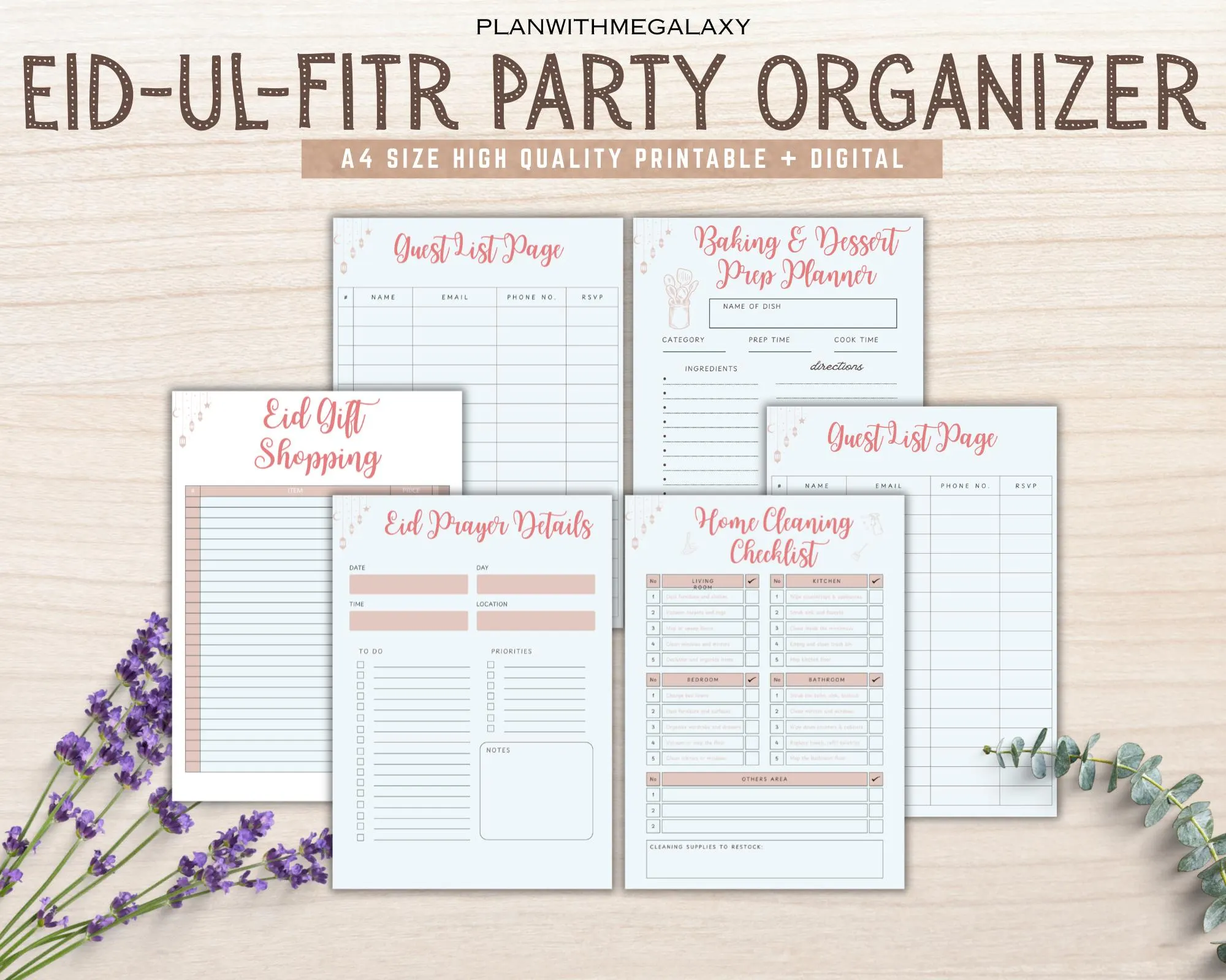 Eid-ul-Fitr Party Organizer Eid Planner Printable Decor Budget Guest List Eidi Tracker Islamic Celebration Planner PDF instant download - image 3