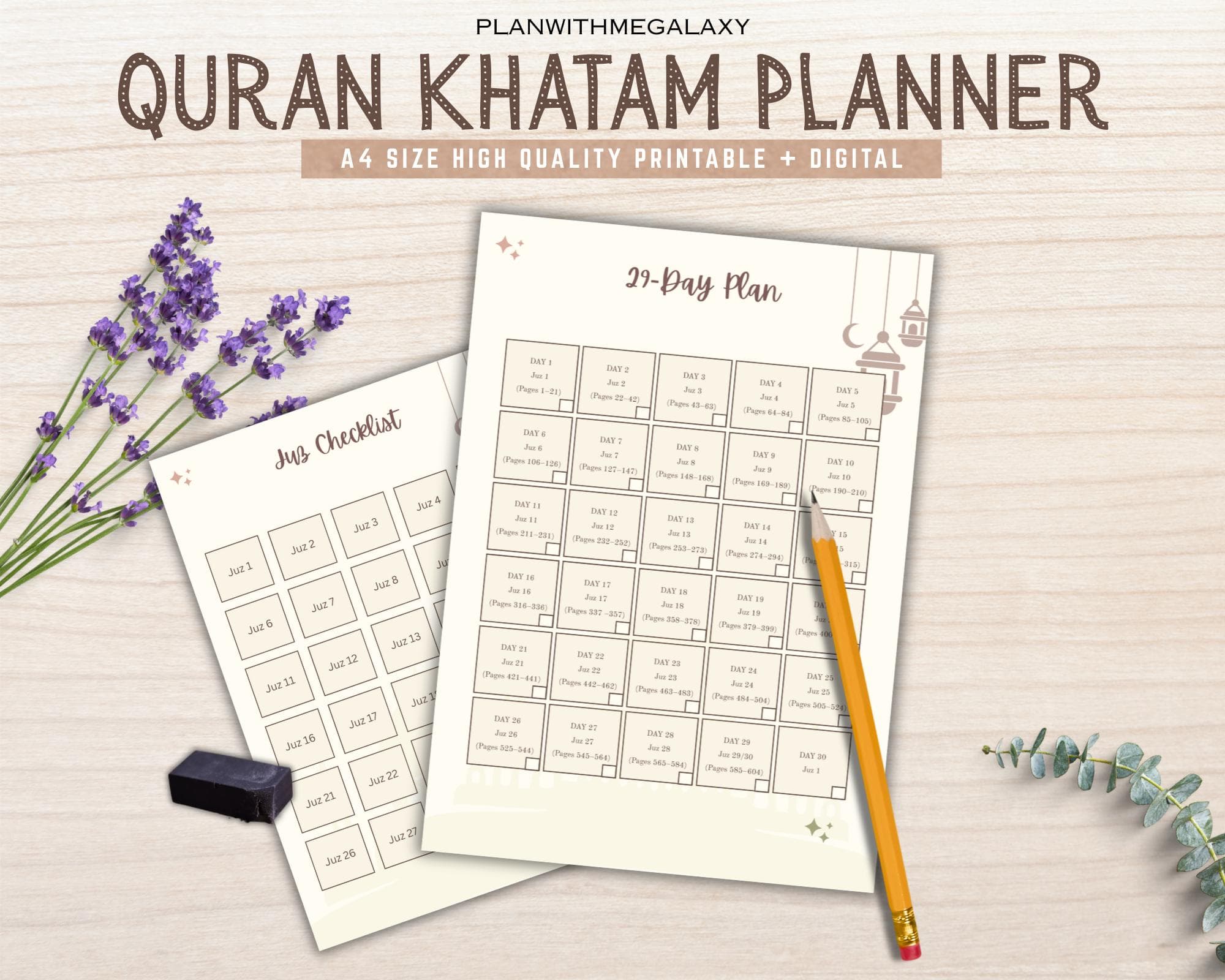 Quran Completion bundle 30, 15, 7 Day Khatam Plan 114 Surah Tracker Qur’an Reflection Journal Ramadan Printable Planner instant download pdf - image 3