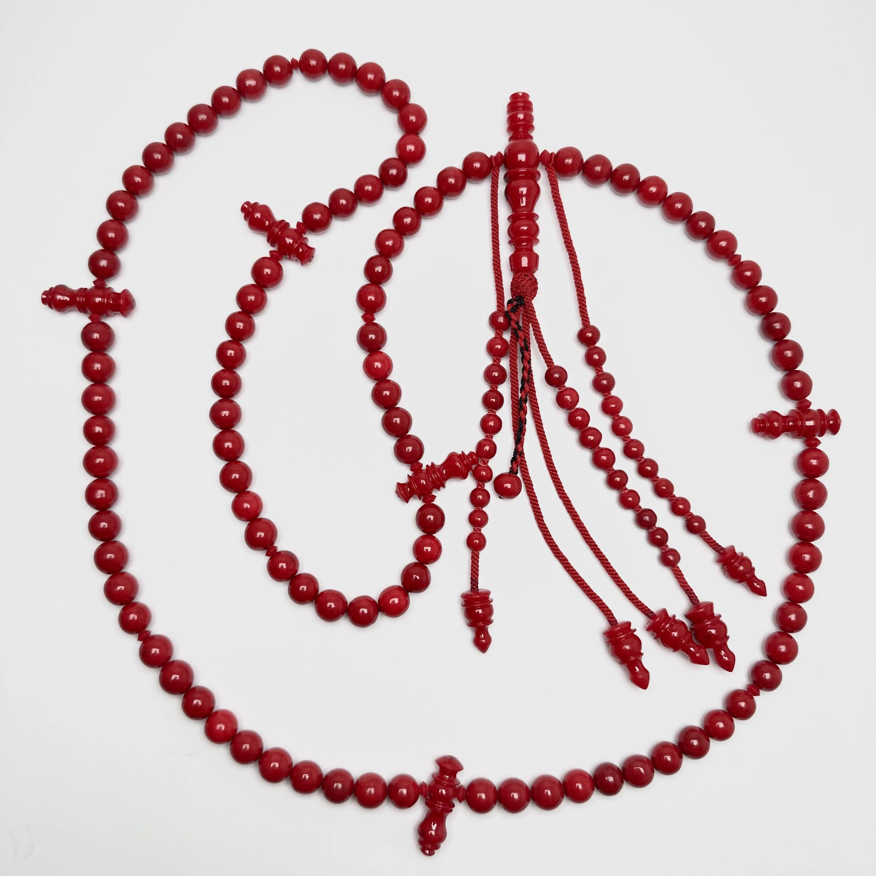 Tasbih Tijani Marjane – Corail rouge, Ficelle rouge | Kourous Artisanal - image 2