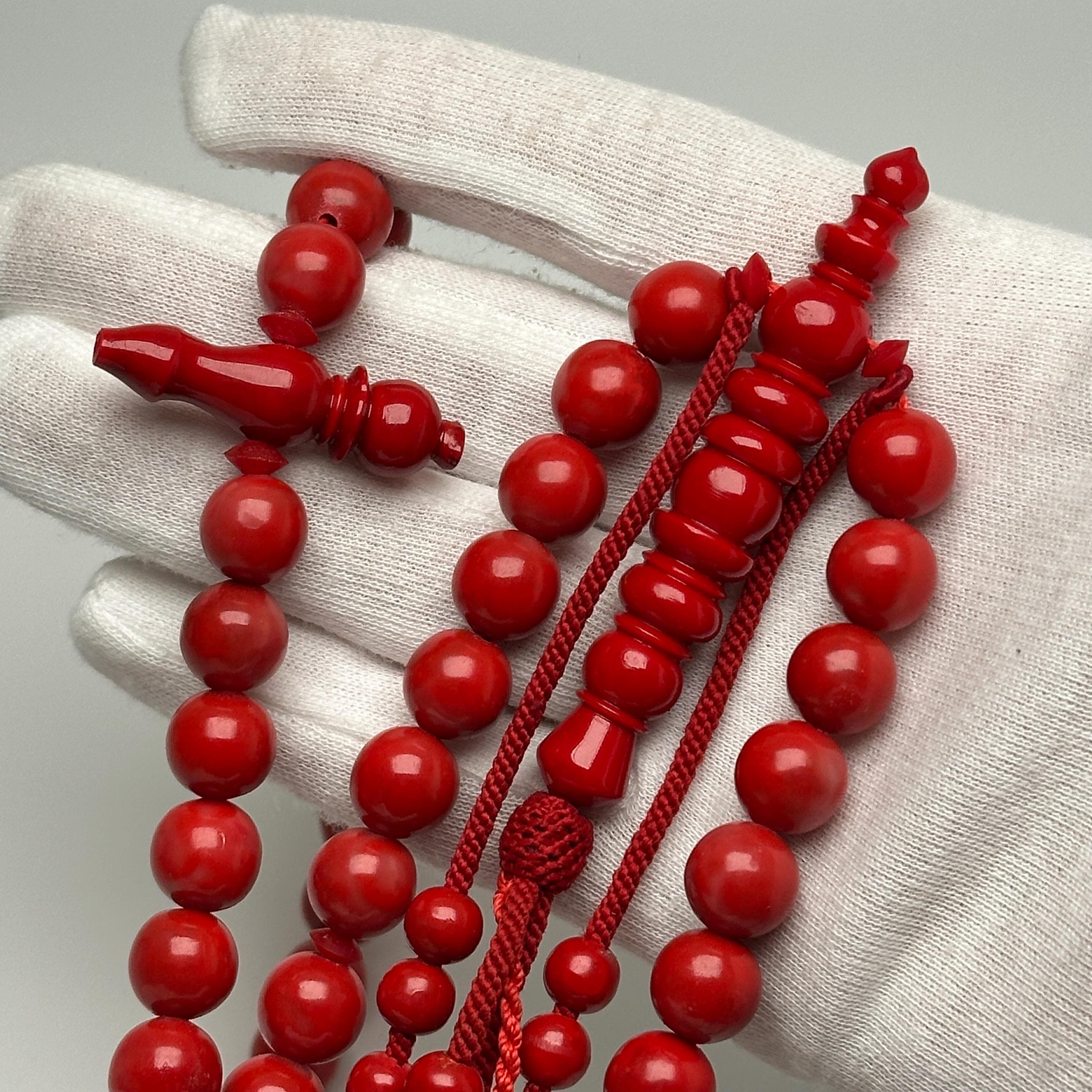 Tasbih Tijani Marjane – Corail rouge, Ficelle rouge | Kourous Artisanal - image 5