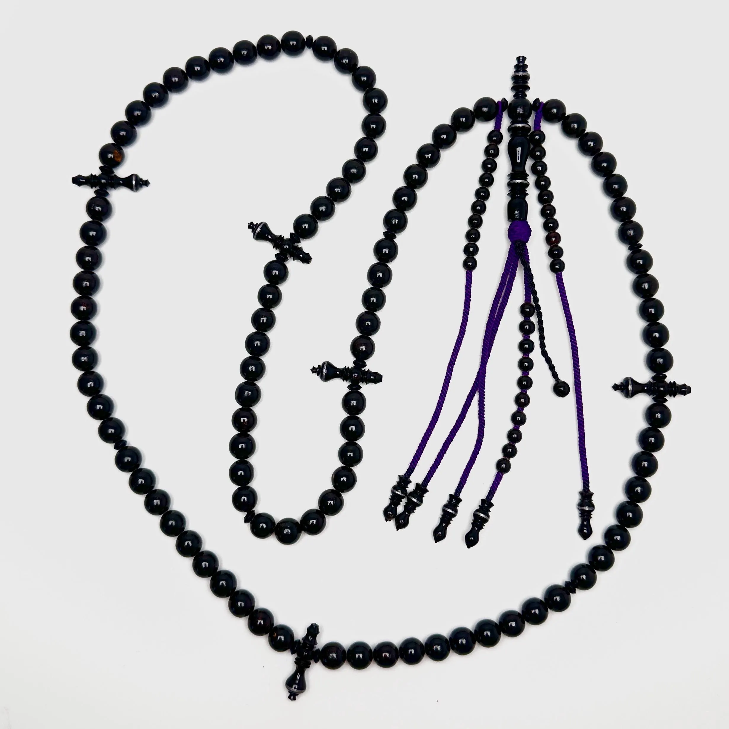 Tasbih Tijani en Yusr Khor – Corail Noir ficelle violette | Kourous Artisanal - image 3