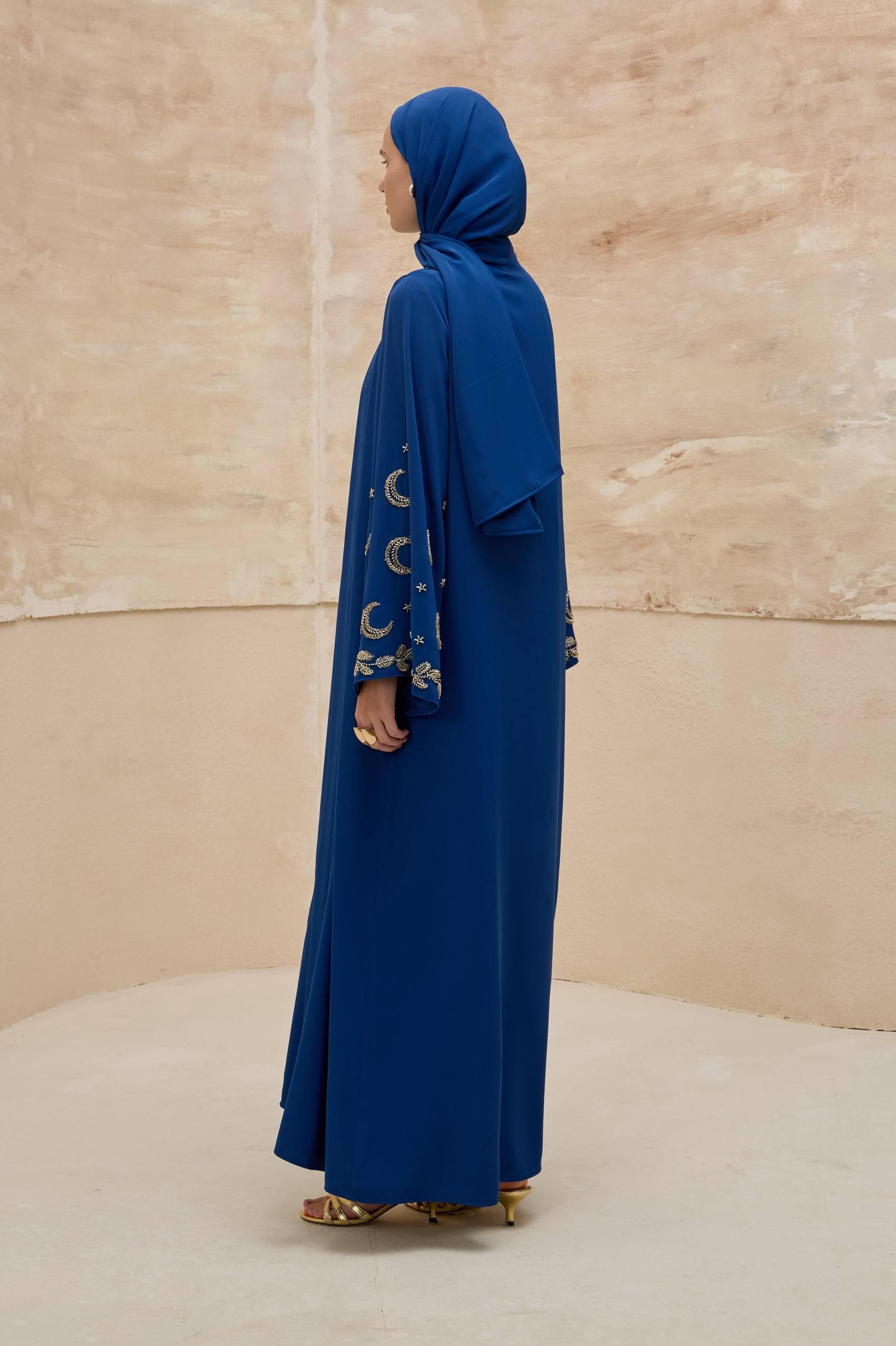 Navy Blue 2-Piece Abaya with Moon Sleeve Detail - Ramadan & Eid Modest Muslim Dress - image 4