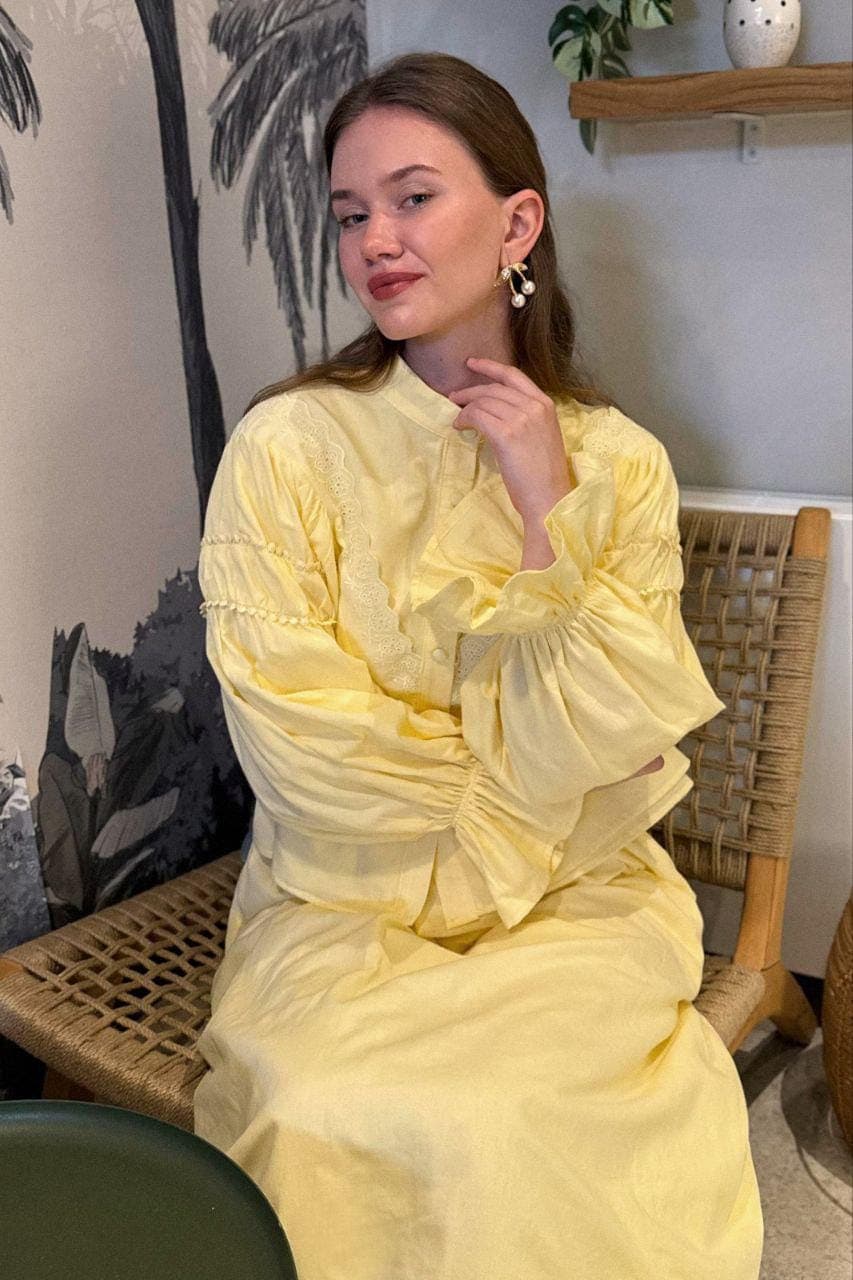 Modest Cotton Dress Set - Yellow Two Piece Outfit, Cottagecore Prairie Dress - image 3