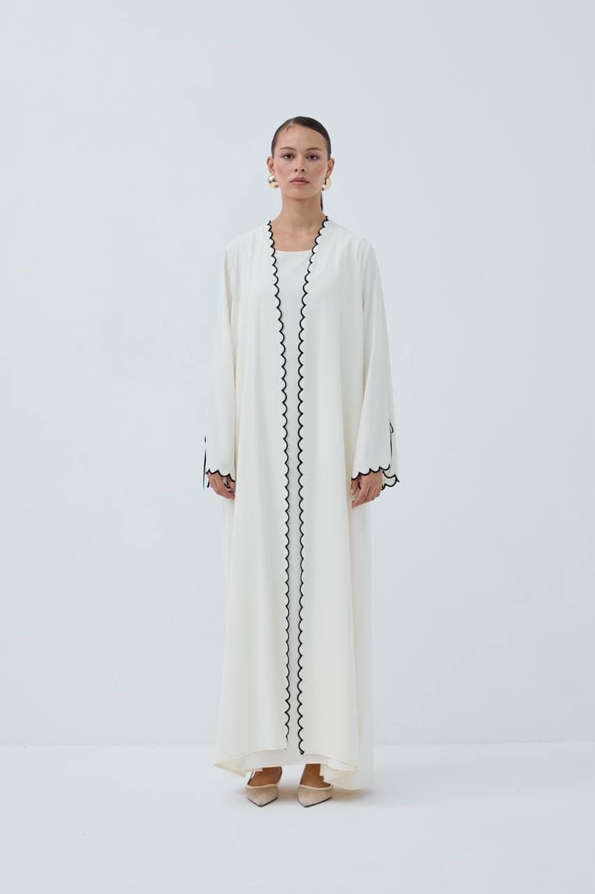 White Open Abaya Set with Sleeveless Dress. Made in Turkey - image 4