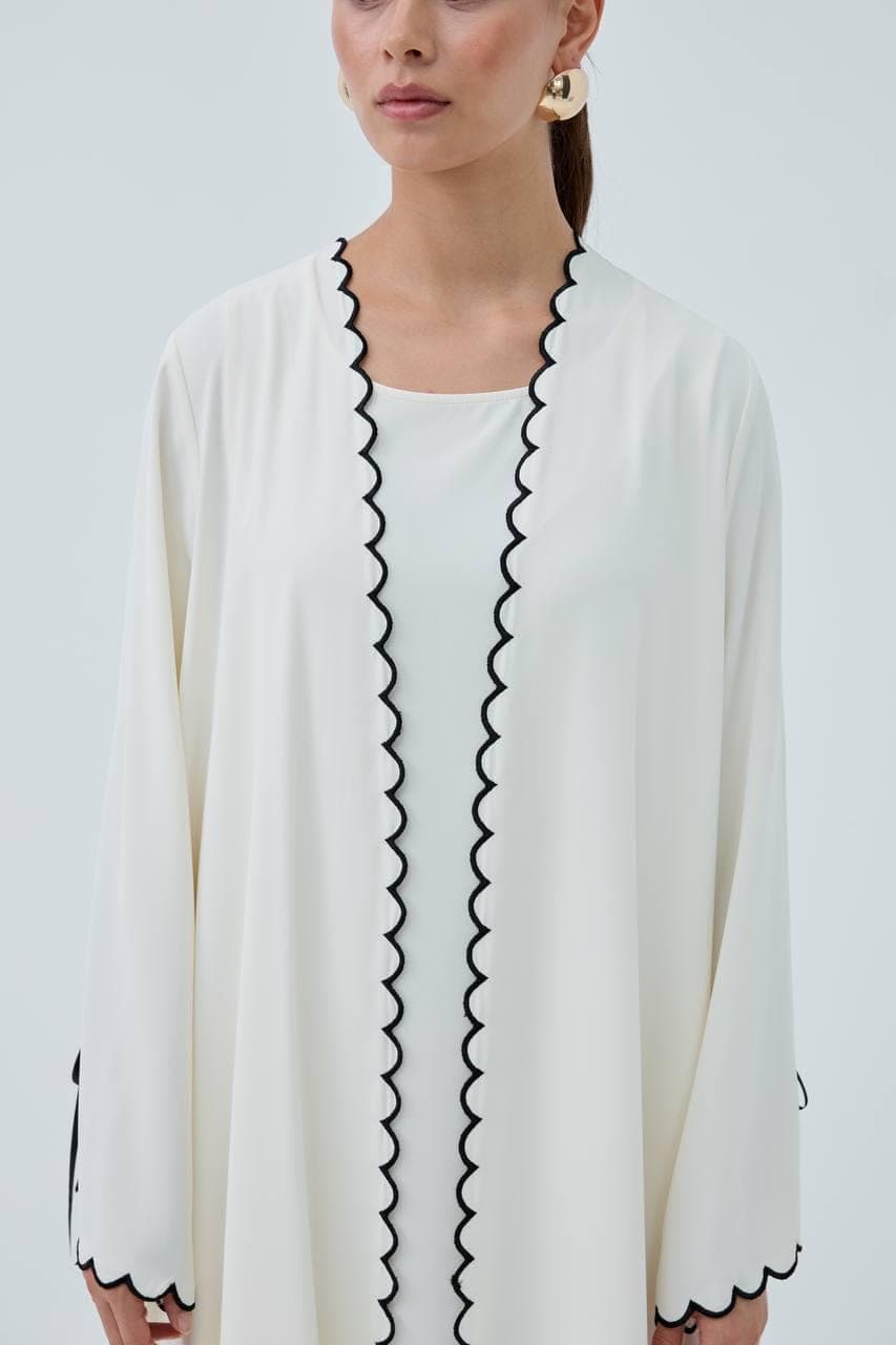 White Open Abaya Set with Sleeveless Dress. Made in Turkey - image 3