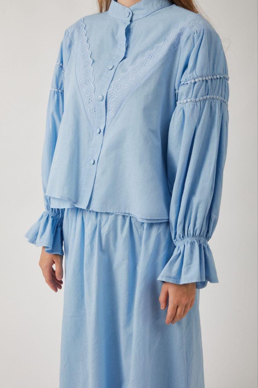 Modest Cotton Dress Set - Sky Blue Two Piece Outfit, Cottagecore Prairie Dress - image 3