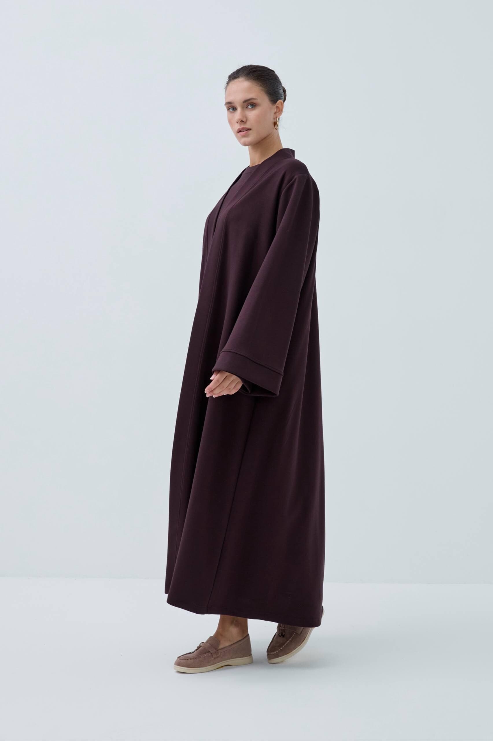 Brown Modal Abaya Set with Long Sleeved Dress - Made in Turkey - image 3