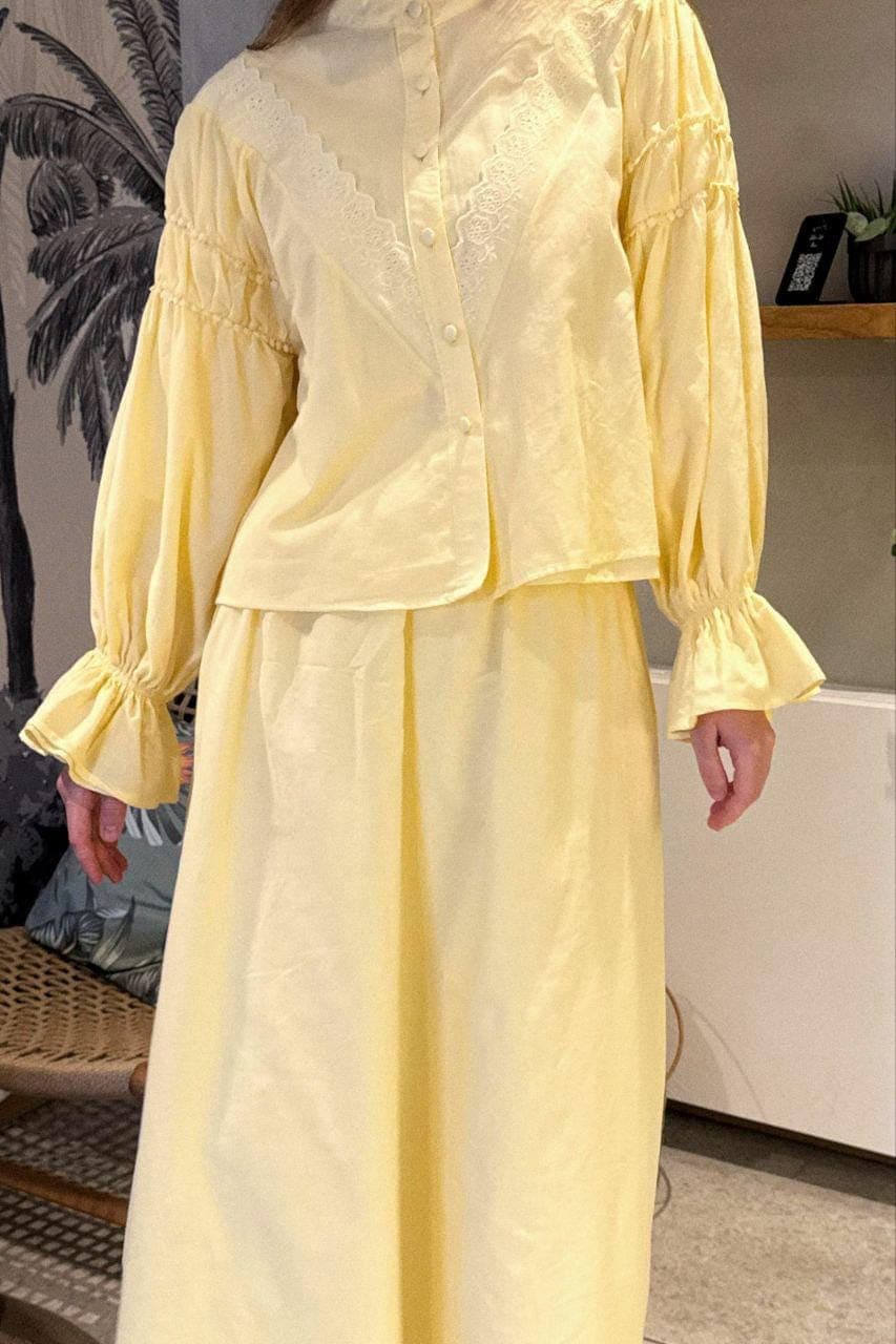 Modest Cotton Dress Set - Yellow Two Piece Outfit, Cottagecore Prairie Dress - image 5