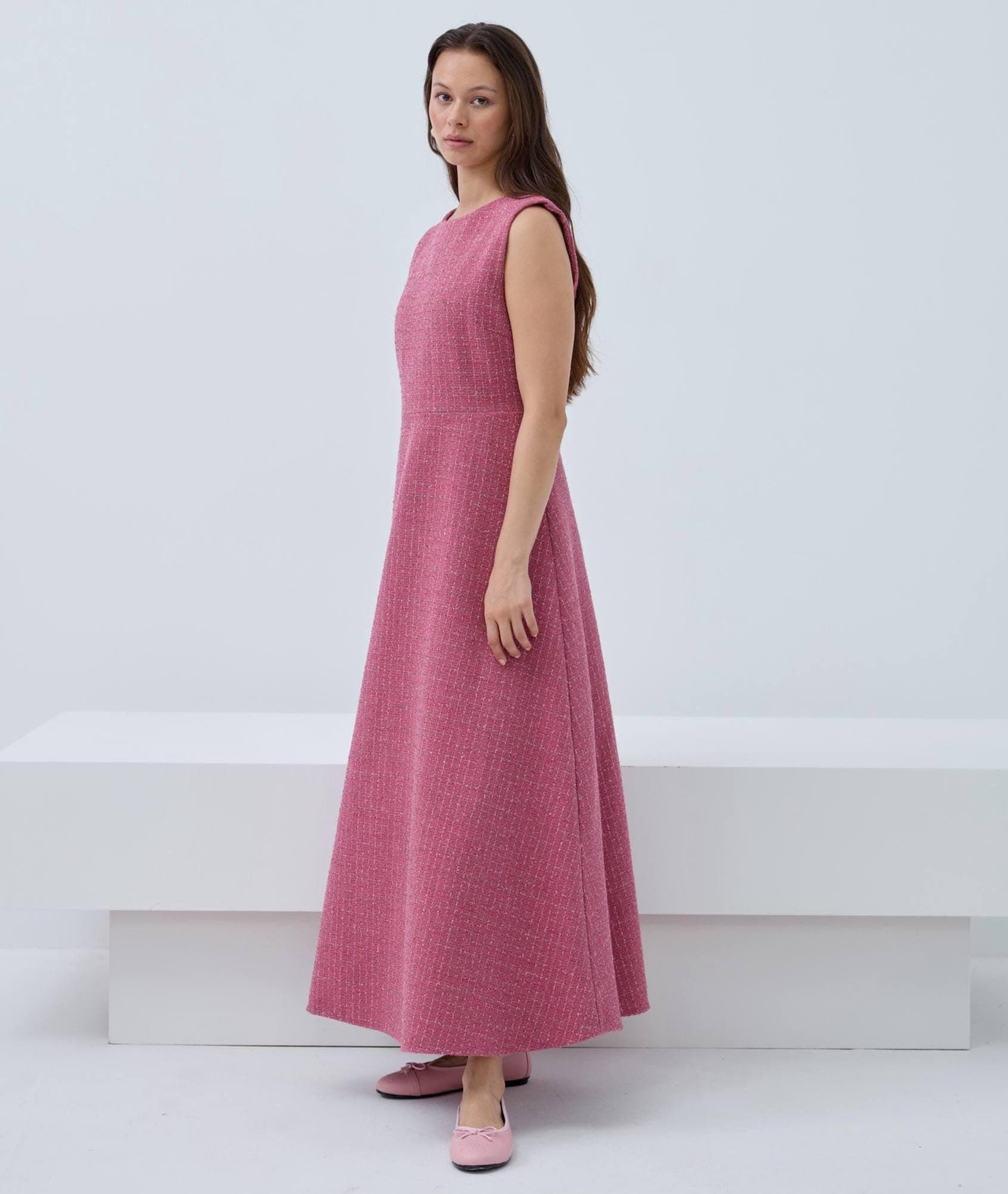 Pink Tweed Dress with Jacket Set - Elegant Modest Outfit - image 5