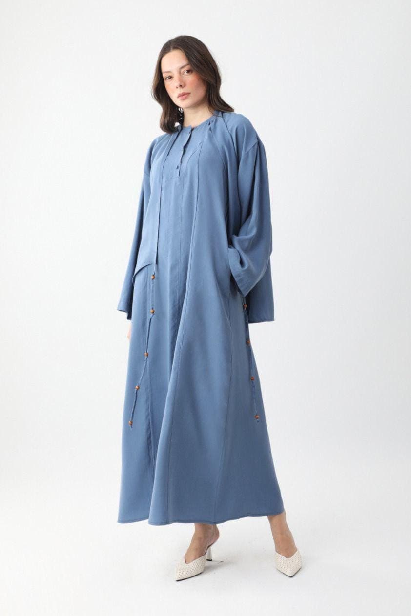 Dusty Blue Layered Maxi Dress Set - Modest Two Piece Outfit