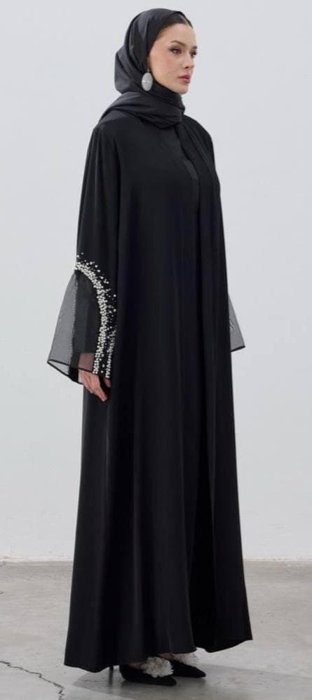 Black Abaya with Pearl Handwork - Ramadan & Special Occasions - image 5