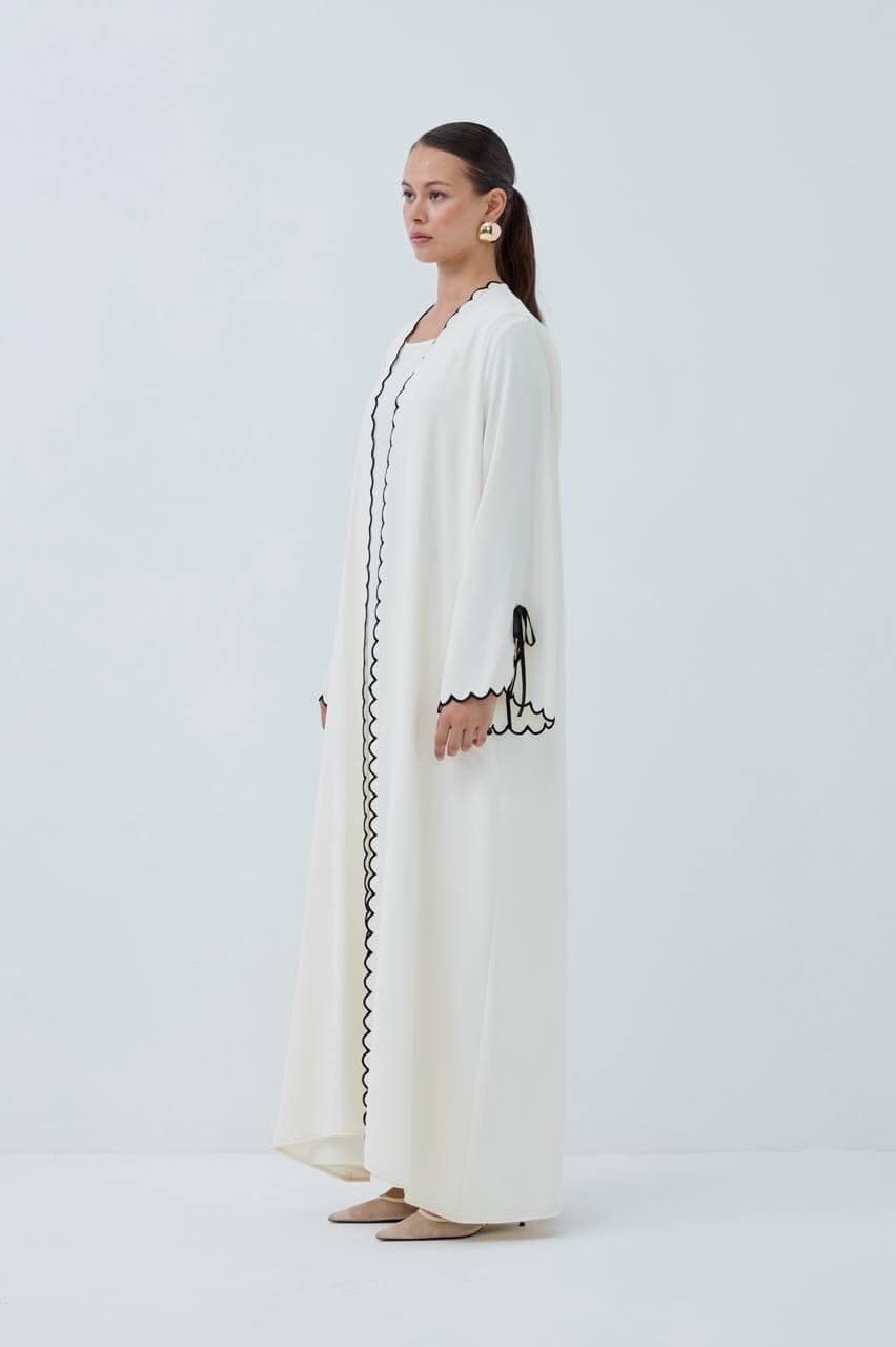 White Open Abaya Set with Sleeveless Dress. Made in Turkey - image 5