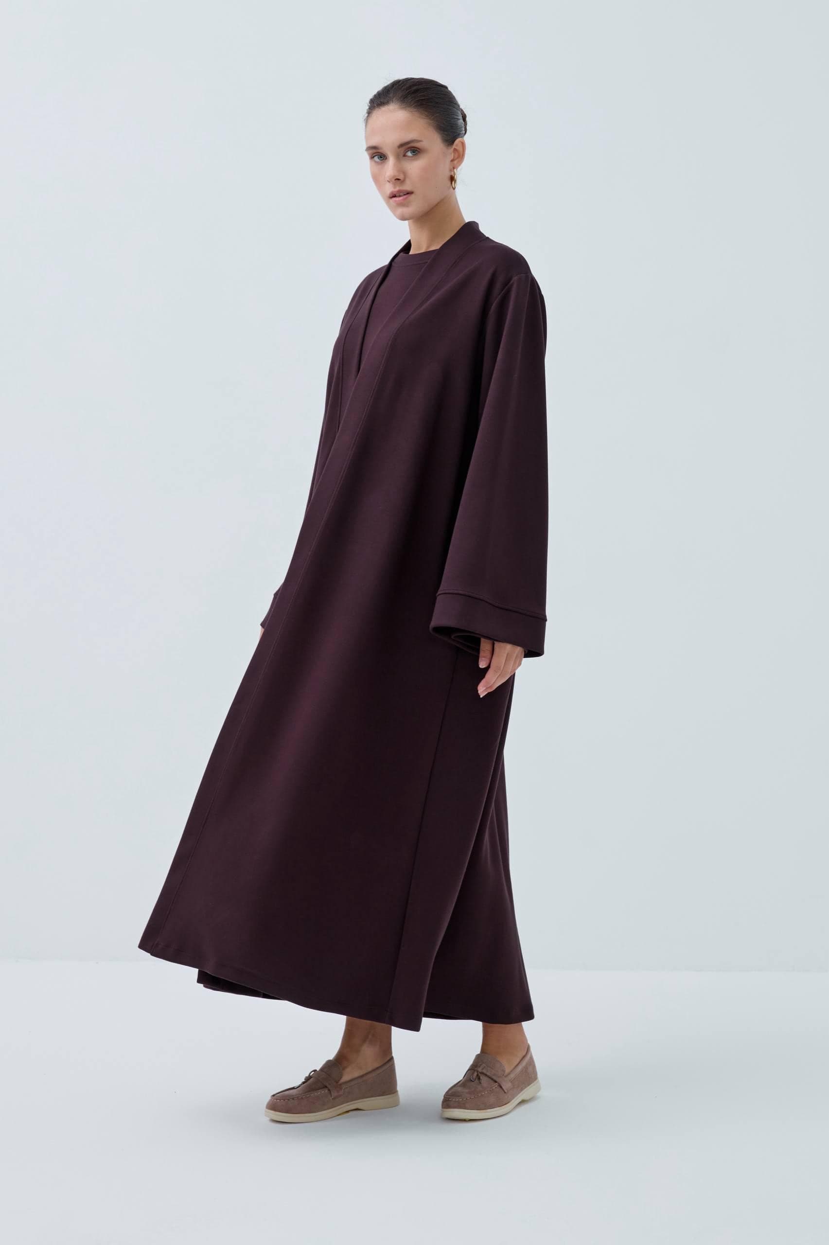 Brown Modal Abaya Set with Long Sleeved Dress - Made in Turkey - image 4