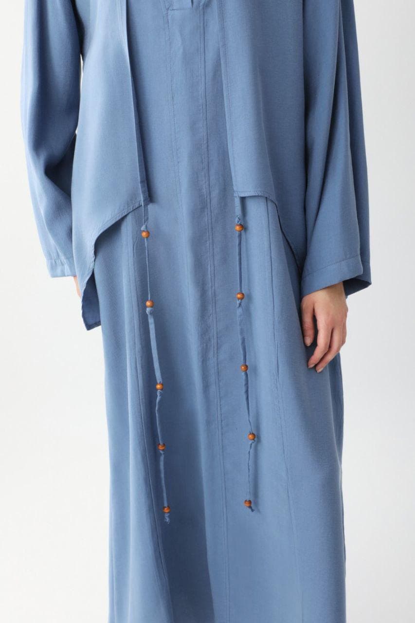 Dusty Blue Layered Maxi Dress Set - Modest Two Piece Outfit - image 4
