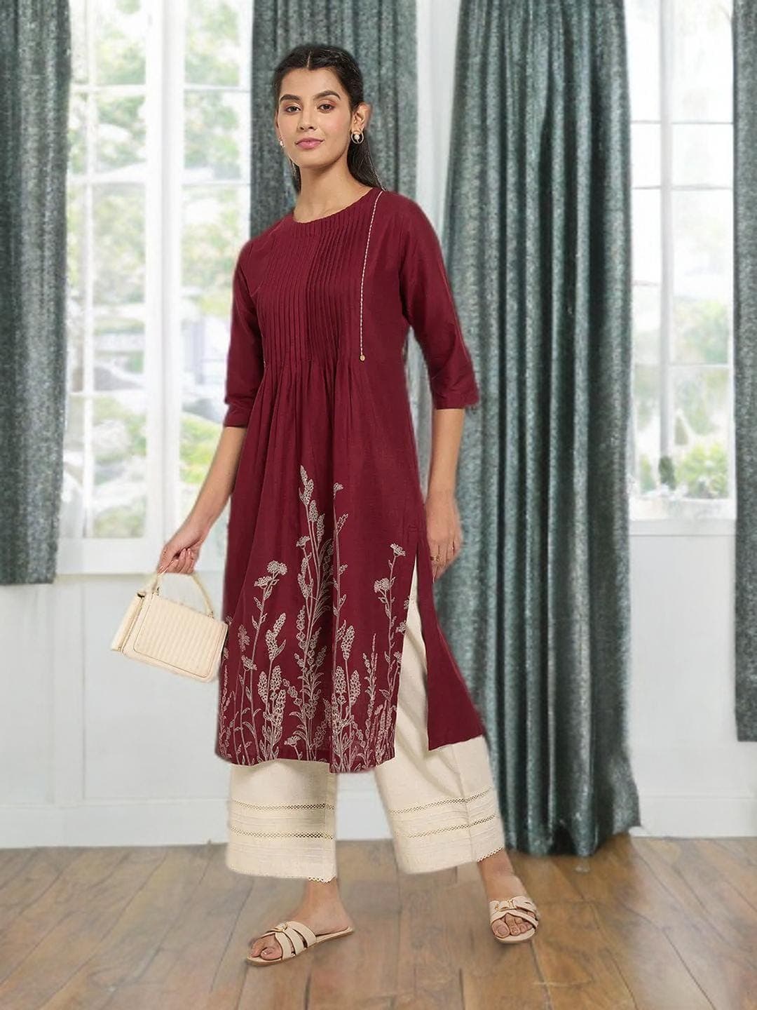 Red Kurta Indian Festival Traditional Wear - image 5