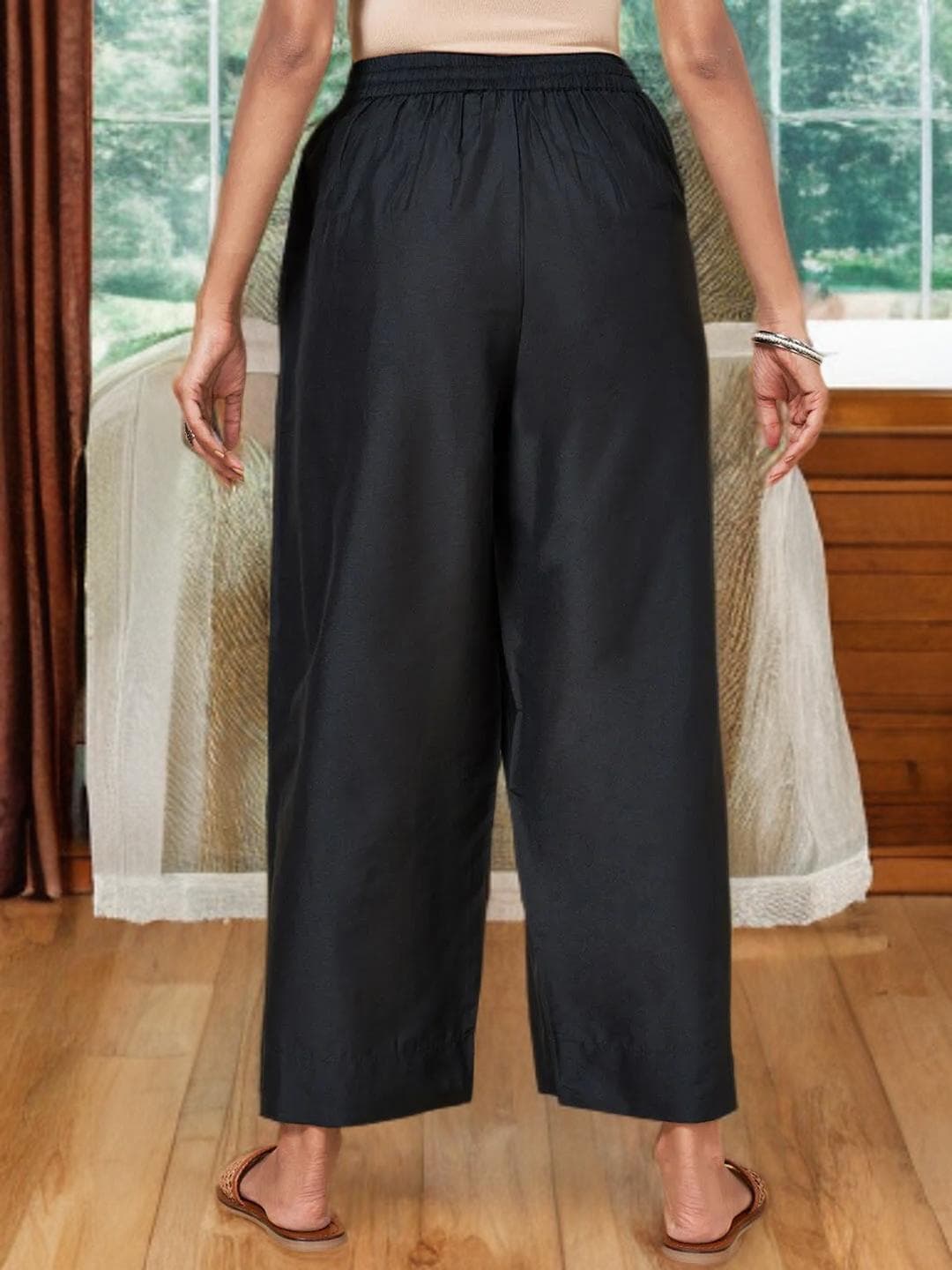Black Palazzos Indian Wide Leg Bottoms - image 5