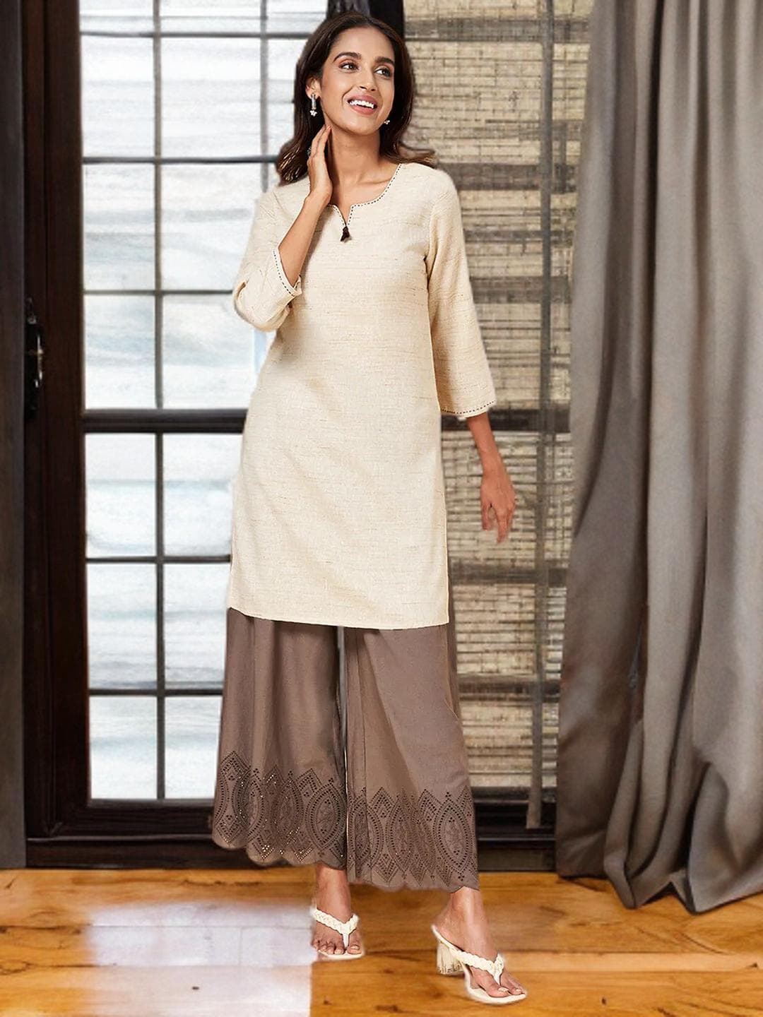 Charcoal Palazzos Indian Ethnic Flared Bottoms - image 4