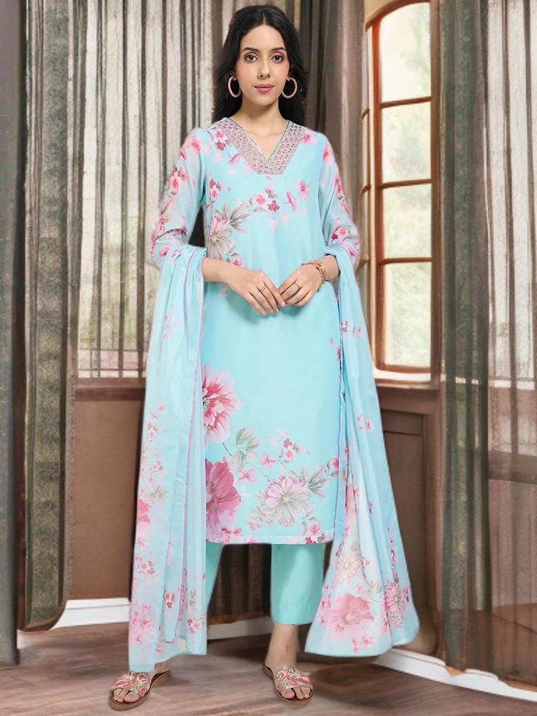 Blue Kurta Suit Pakistani Wedding Guest Outfit - image 4