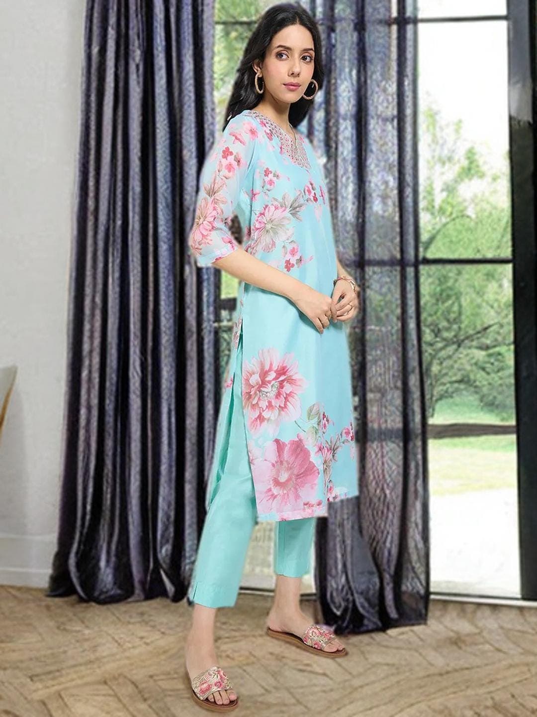 Blue Kurta Suit Pakistani Wedding Guest Outfit - image 5