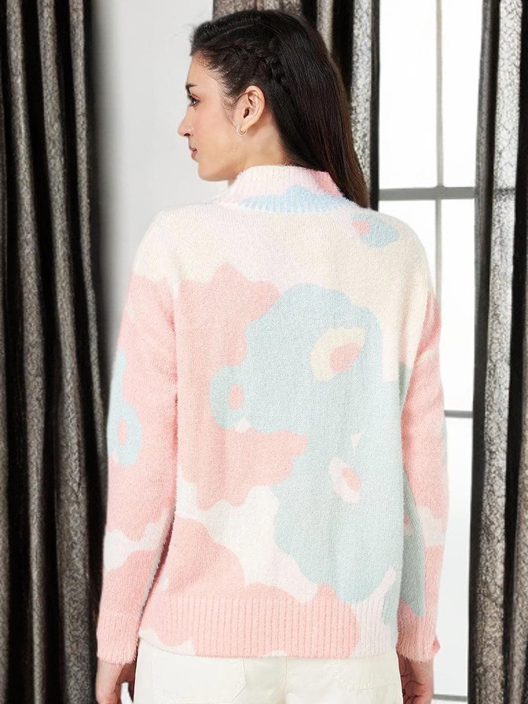 Blue Colorblock Pullover Winter Turtle Neck Sweater - image 5