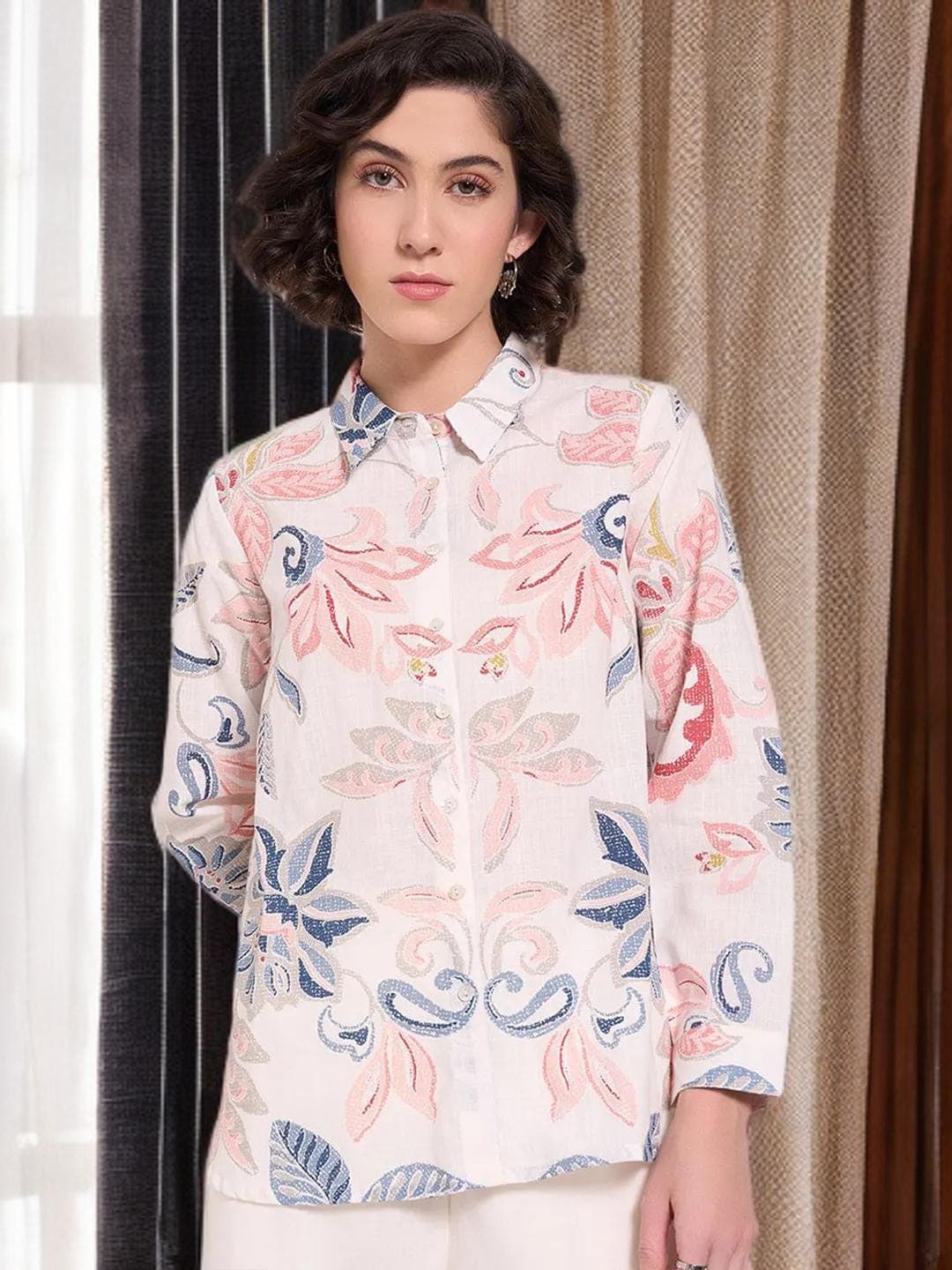 Grandmacore Tunic Vintage Print Folk Blouse