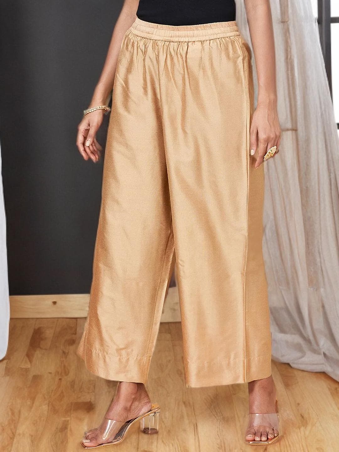 Gold Palazzos Indian Wide Leg Bottoms - image 4